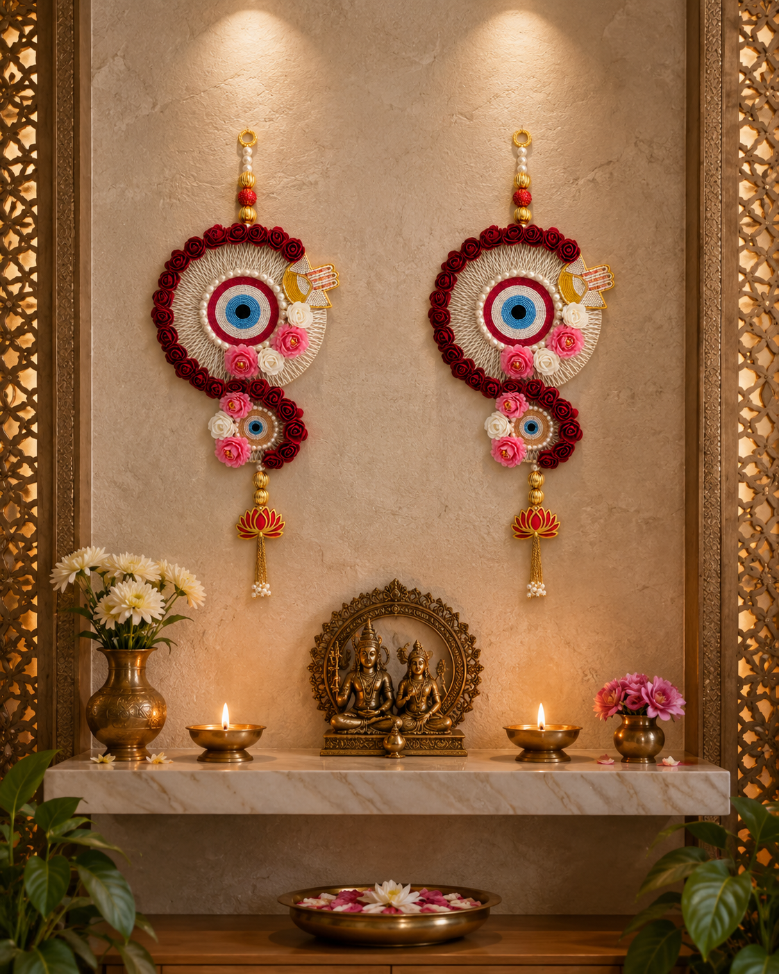 Evil Eye Floral Lotus Wall Hanging