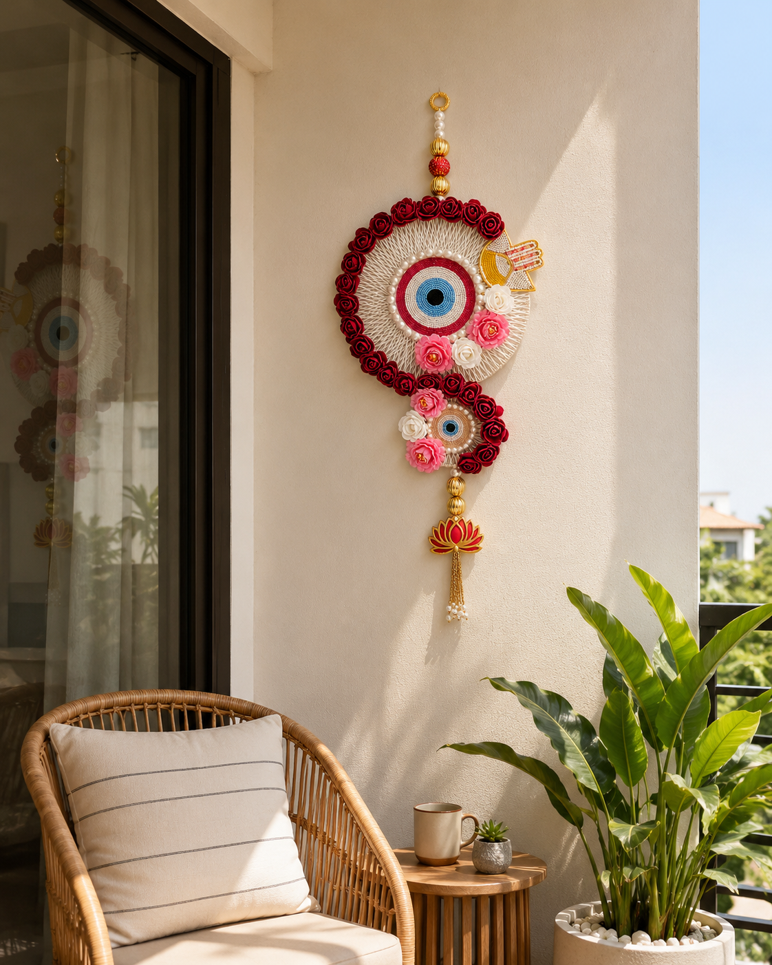 Evil Eye Floral Lotus Wall Hanging