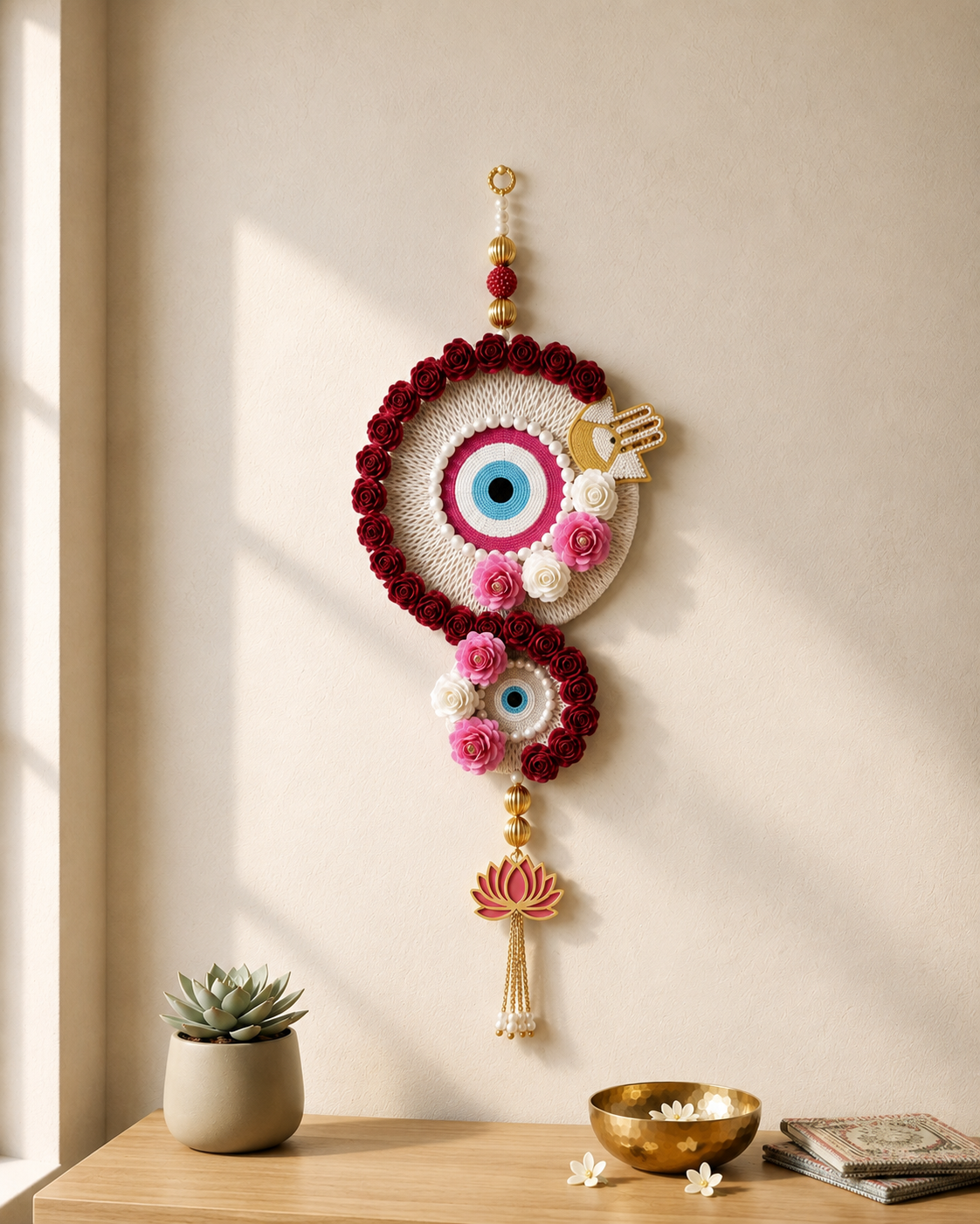 Evil Eye Floral Lotus Wall Hanging