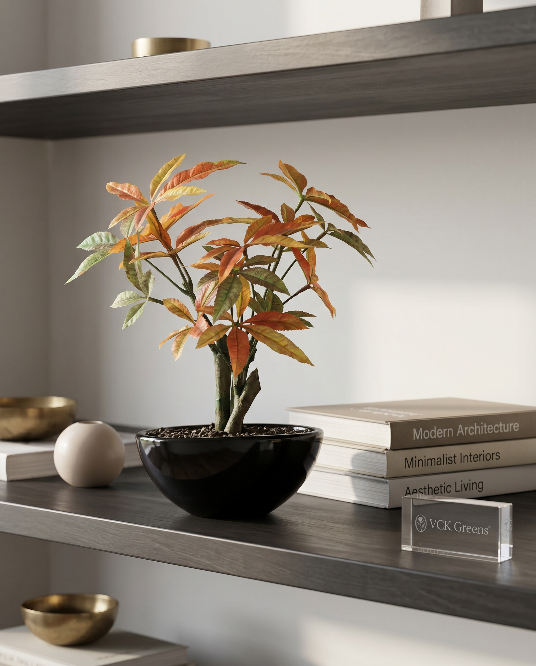Artificial Orange Japanese maple Leaves Bonsai 1ft