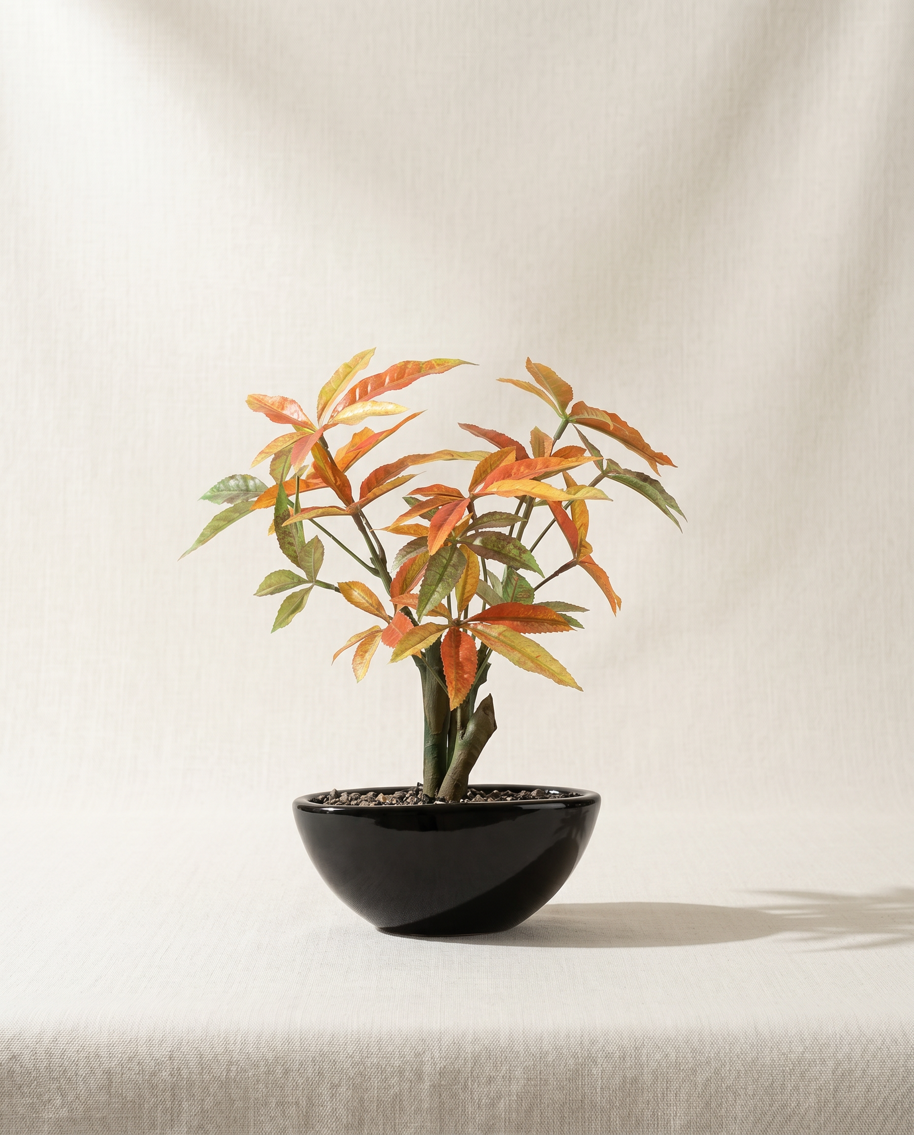 Artificial Orange Japanese maple Leaves Bonsai 1ft