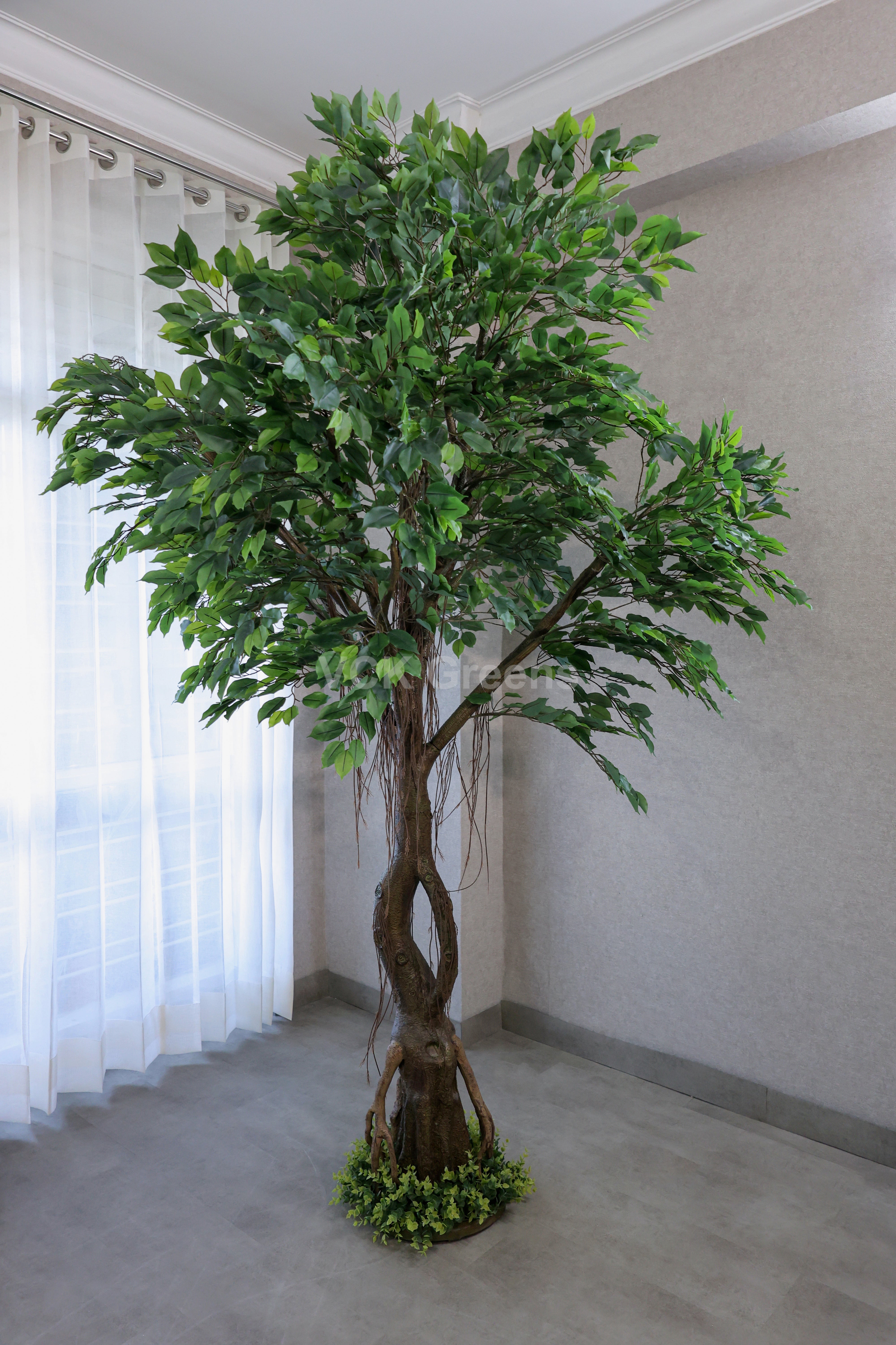Artificial Ficus Leaf Fiber Trunk Plant 8ft With Base