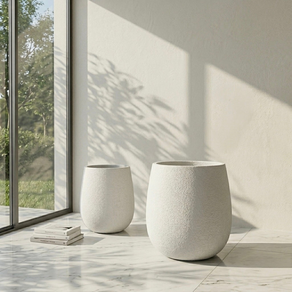 White Textured Planter