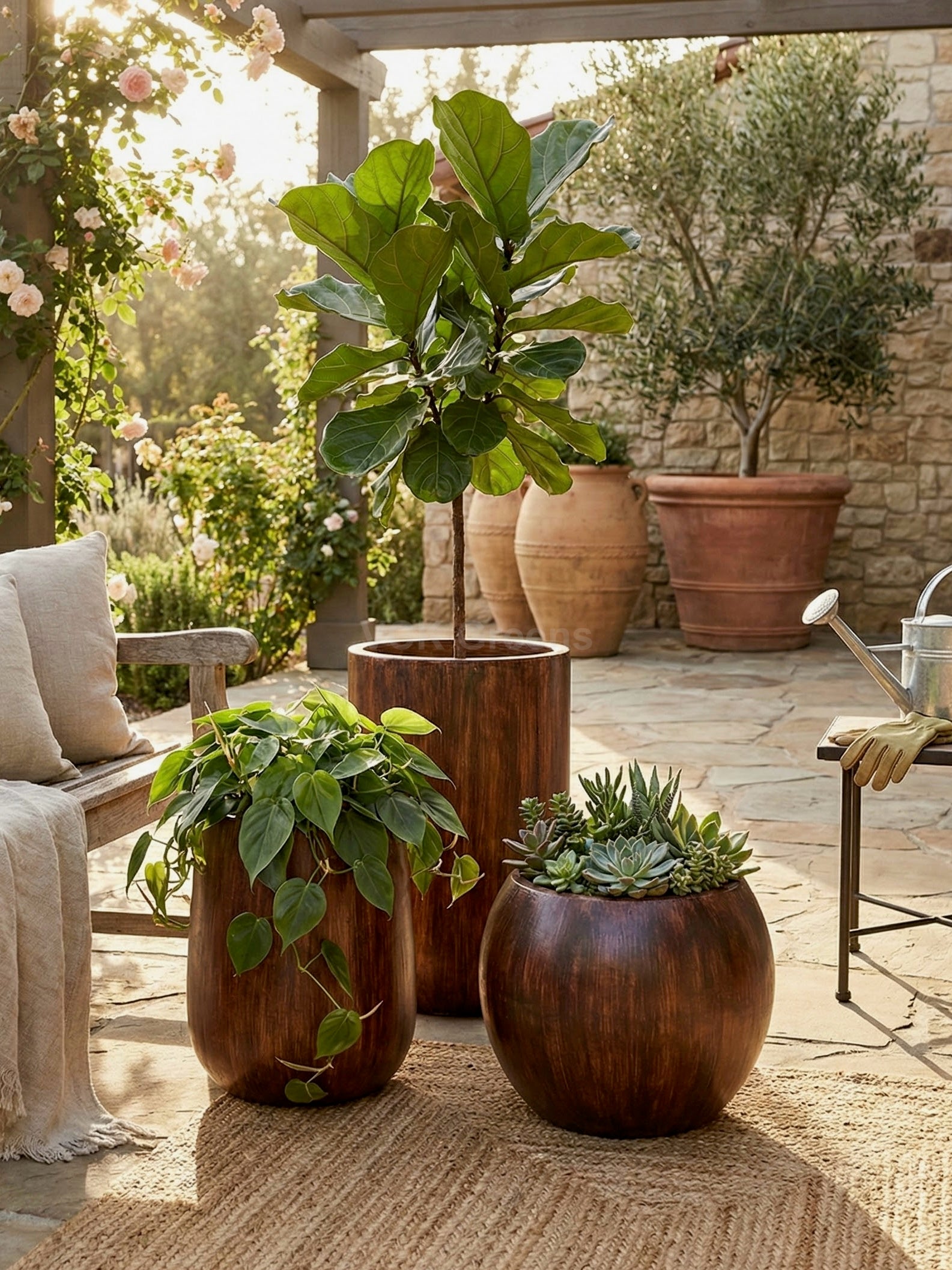 Wood finish Fiber pots
