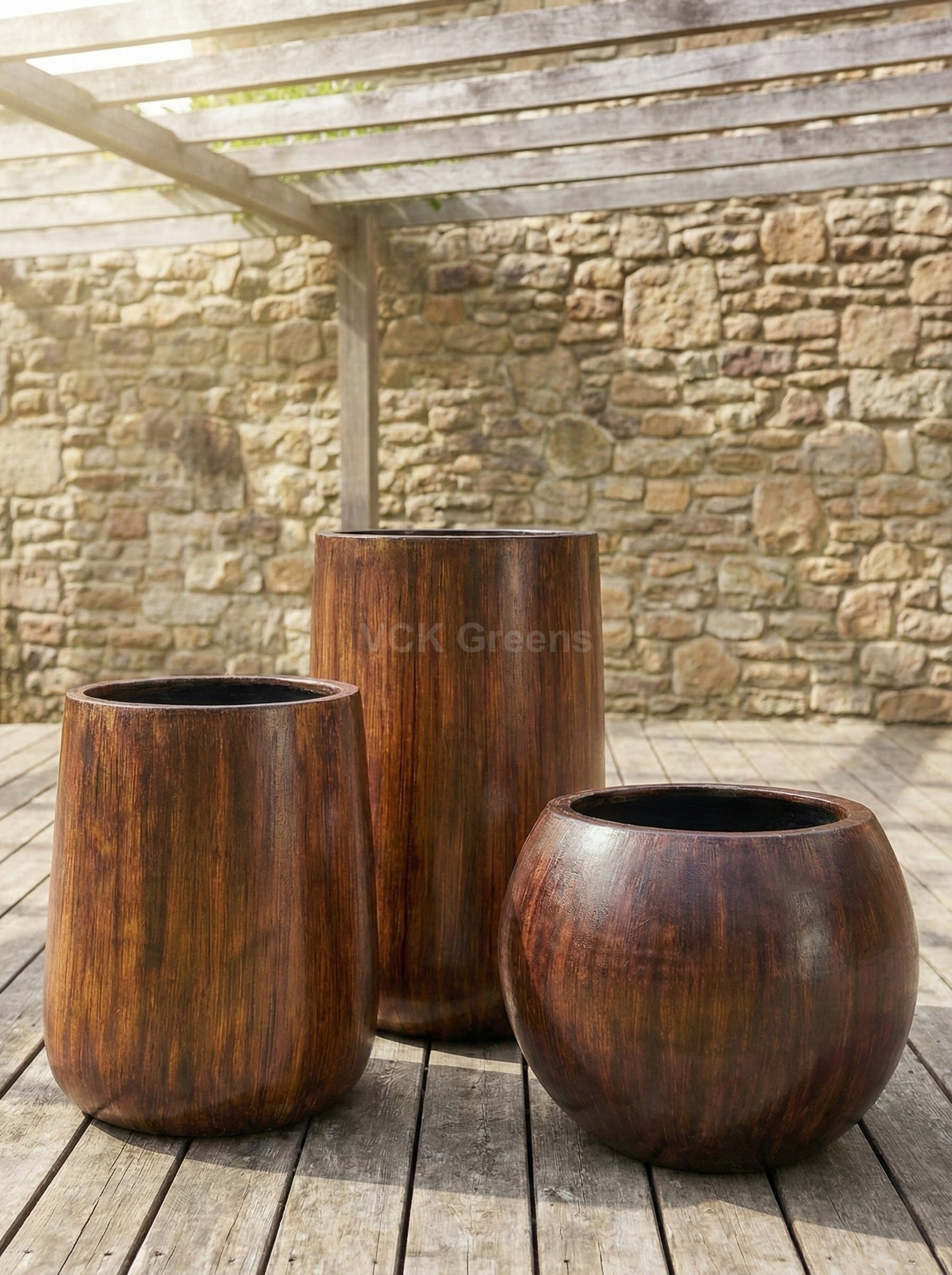 Wood finish Fiber pots