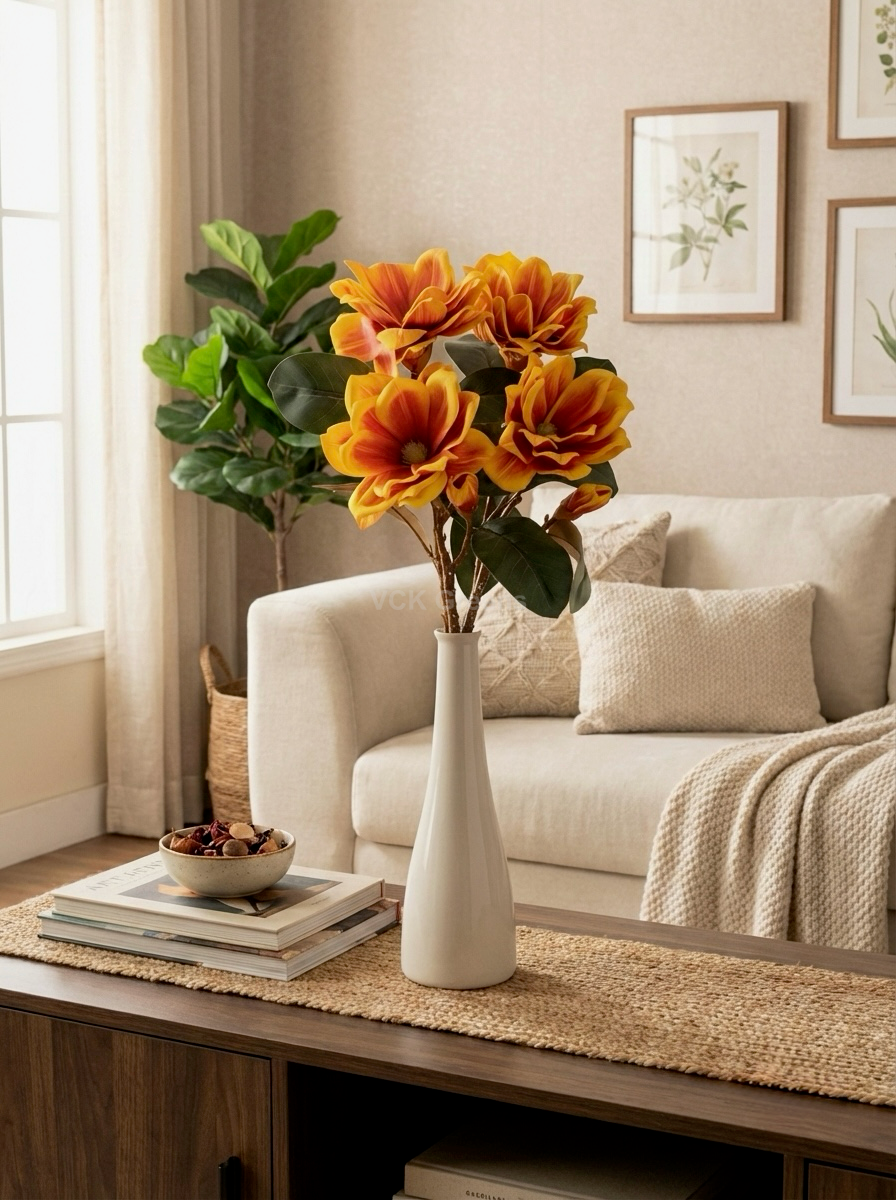Artificial Magnolia Foam Flower 85cm
