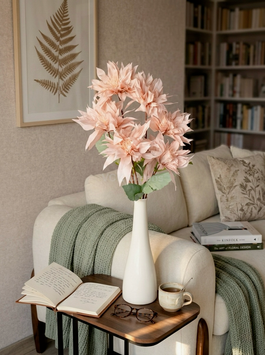 Artificial Dahlia Flower Stem 98cm