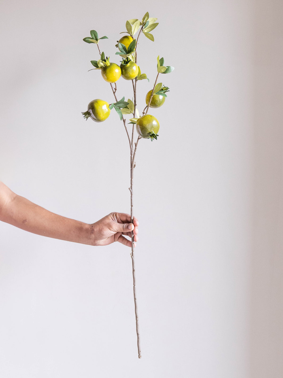 Artificial Green Pomegranate Stem 90cm