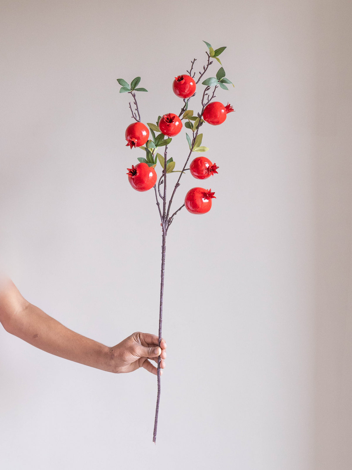 Artificial Red Pomegranate Stem 90cm