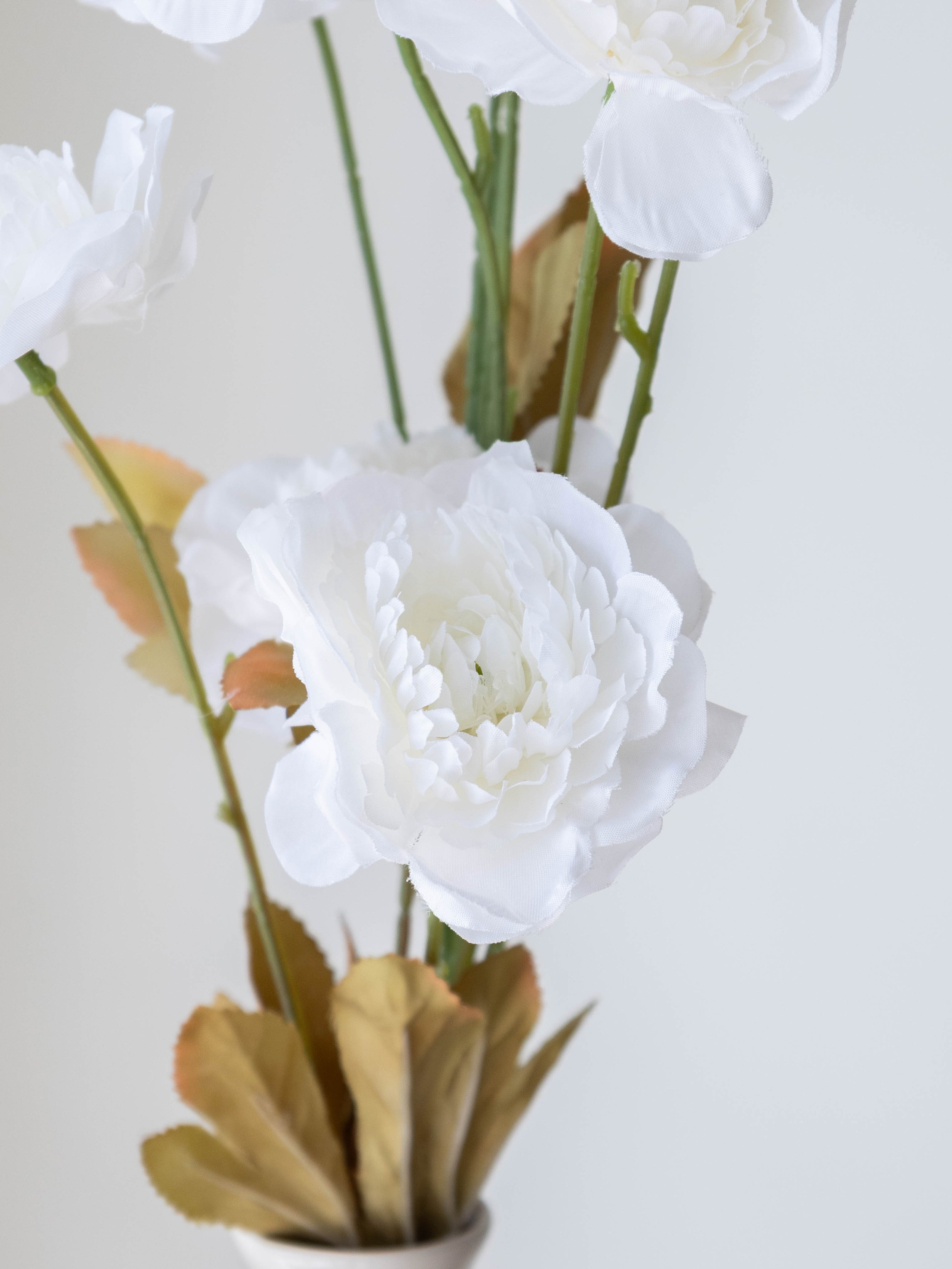 Artificial White Peony Flower Stem