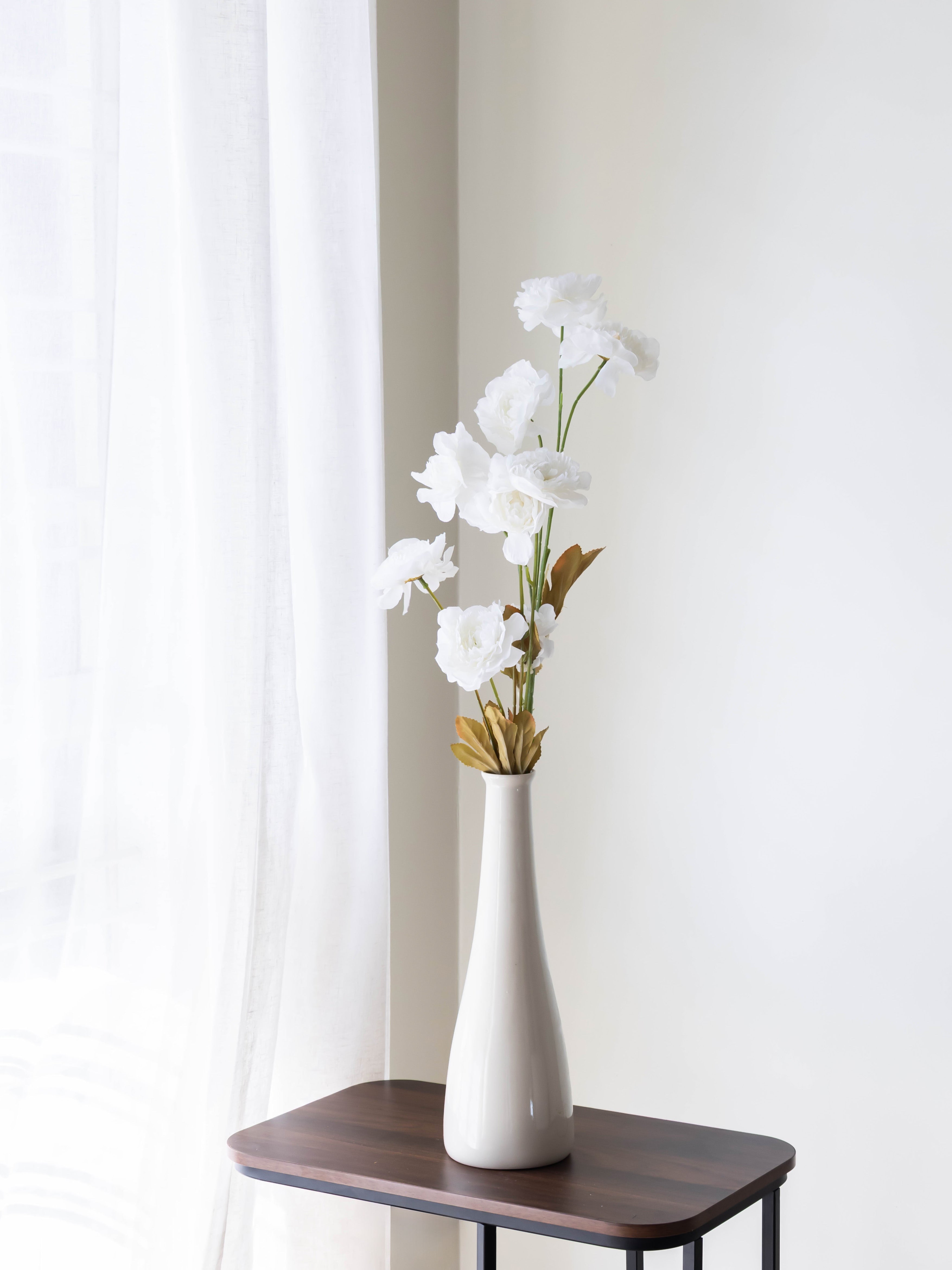Artificial White Peony Flower Stem