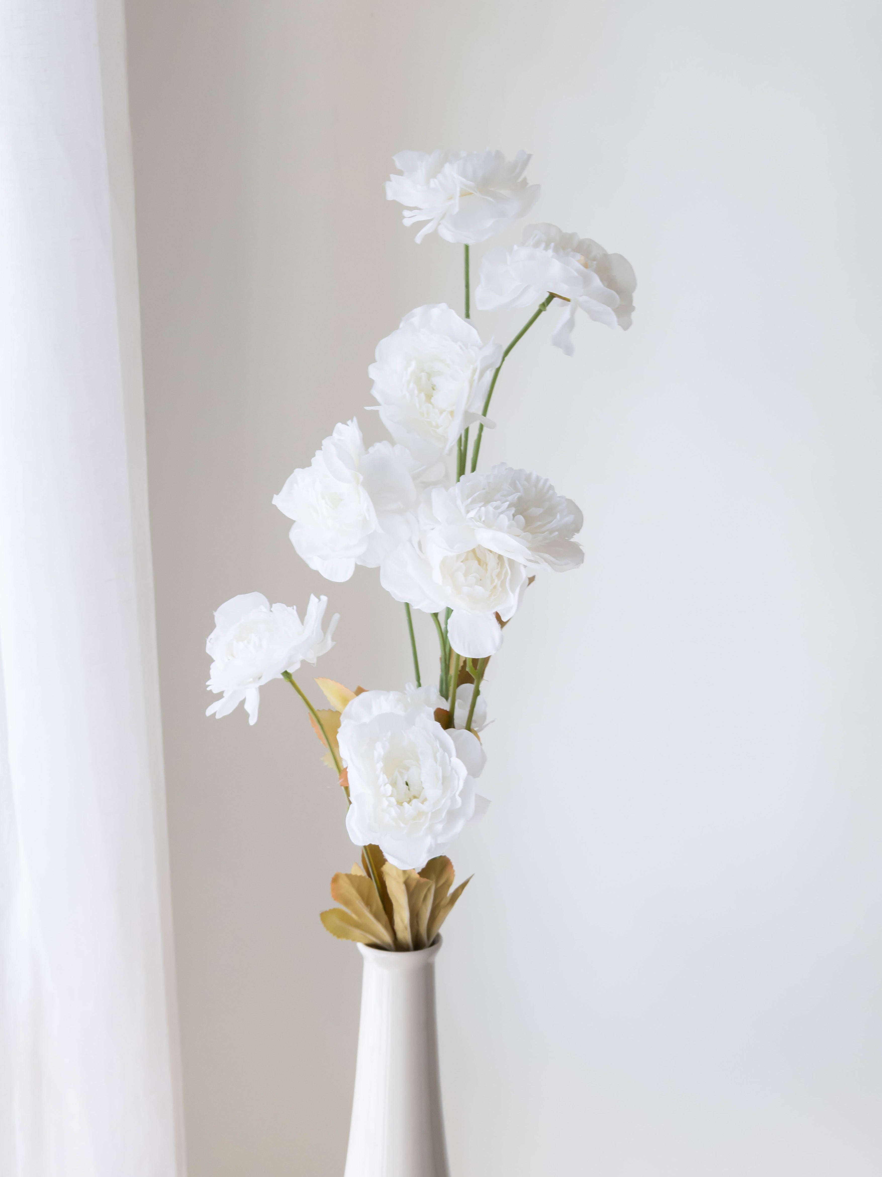 Artificial White Peony Flower Stem