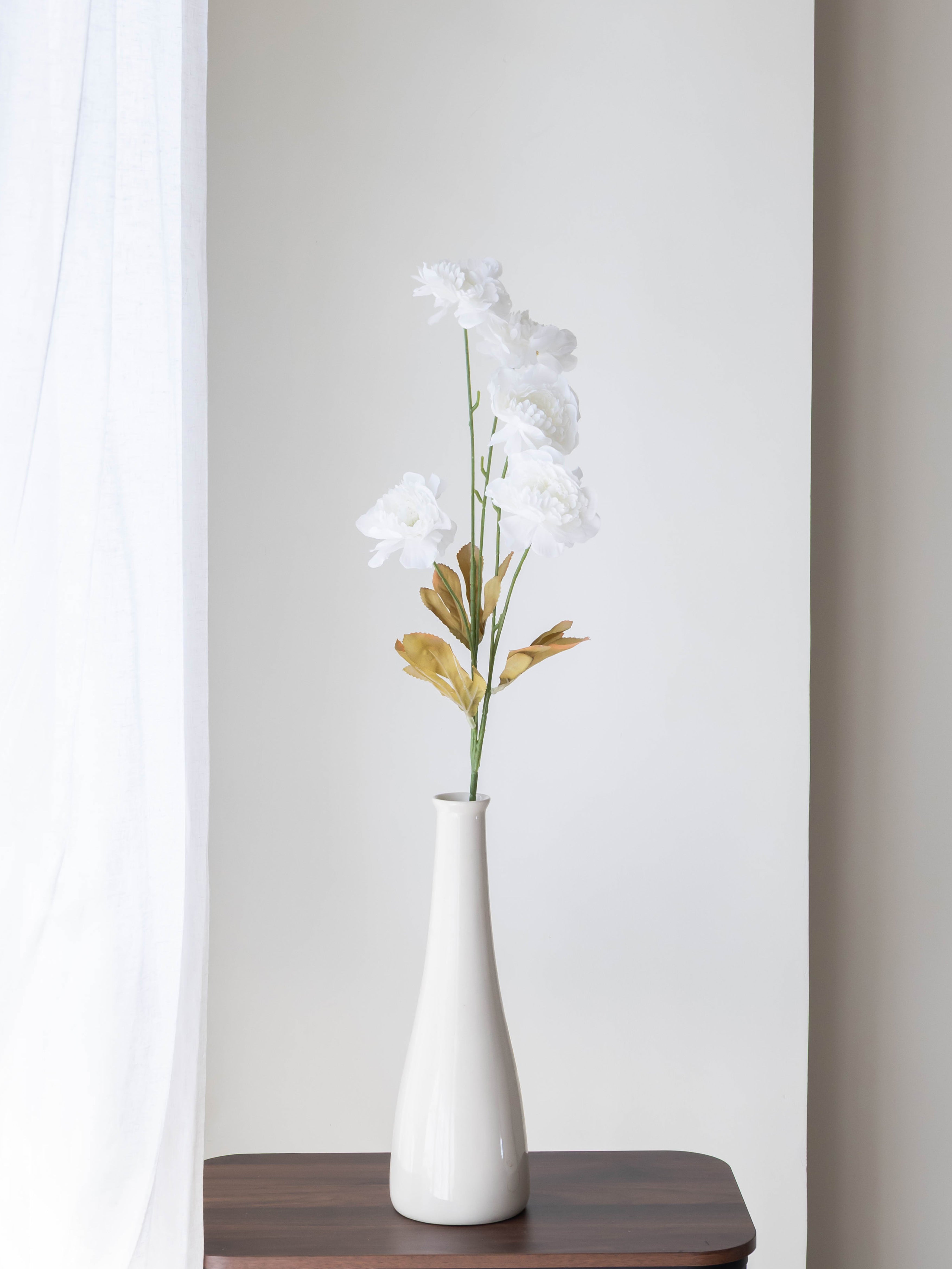 Artificial White Peony Flower Stem