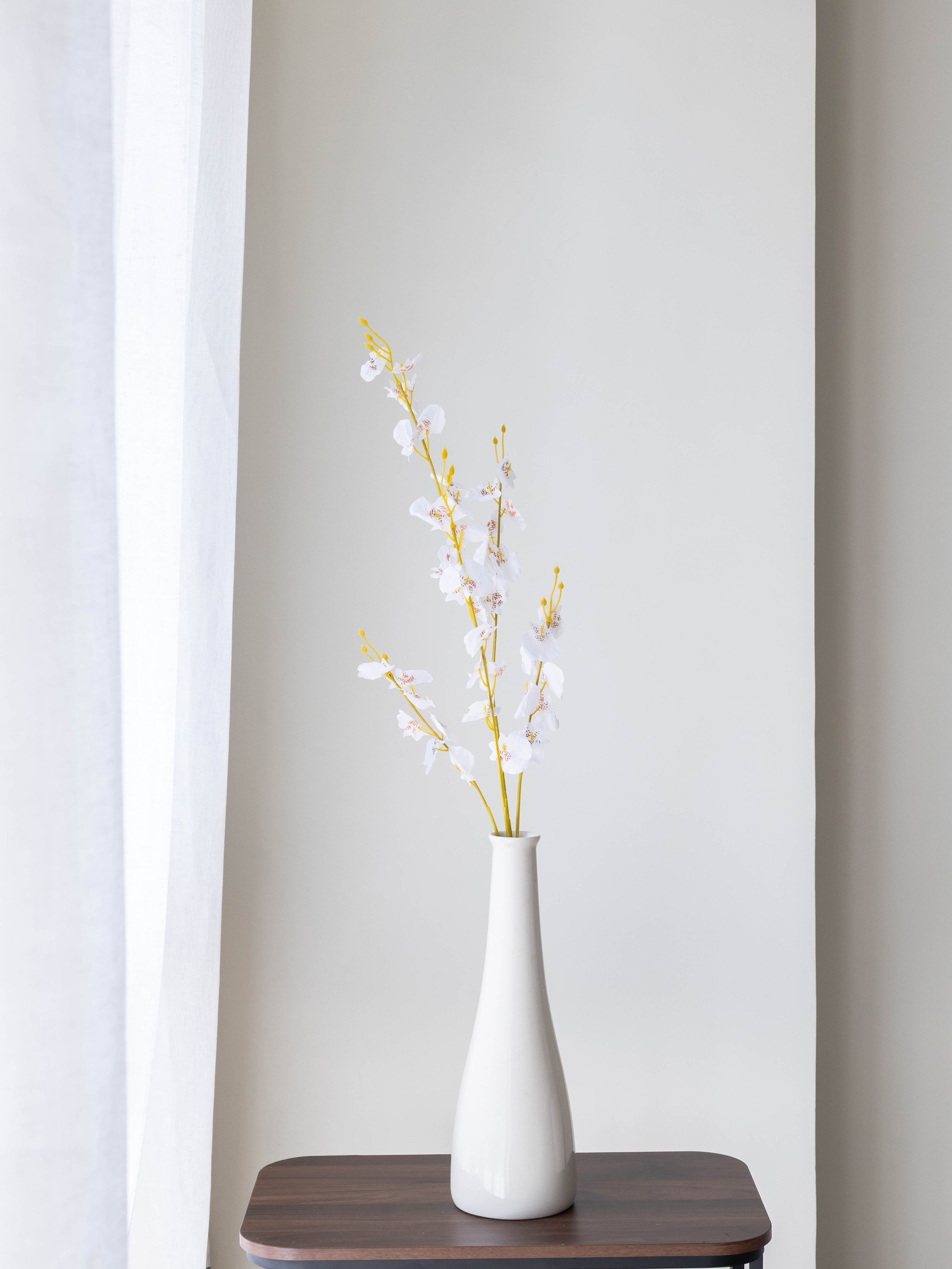Artificial White Oncidium Orchid Flower Stems (Set of 3)