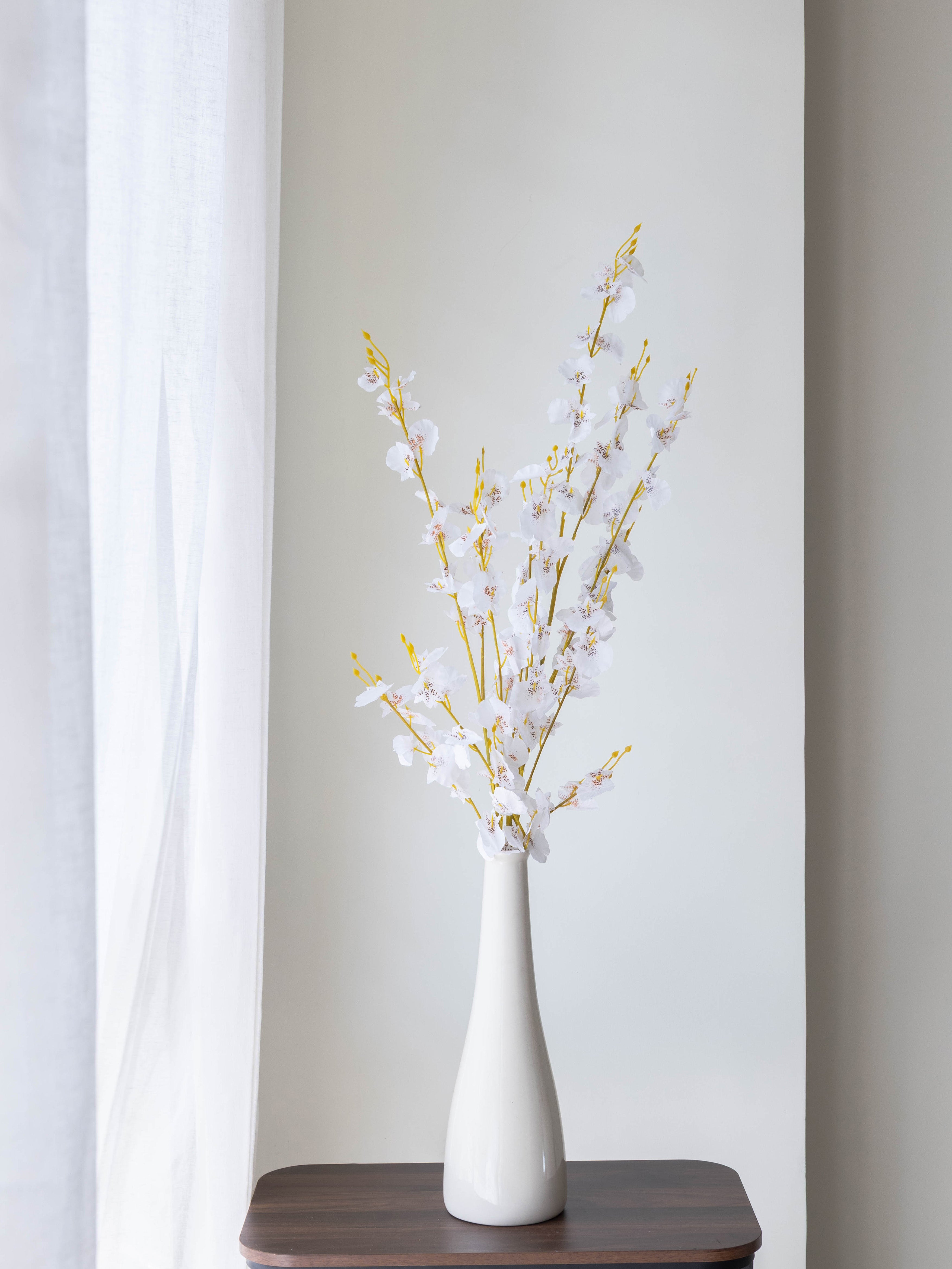 Artificial White Oncidium Orchid Flower Stems (Set of 3)