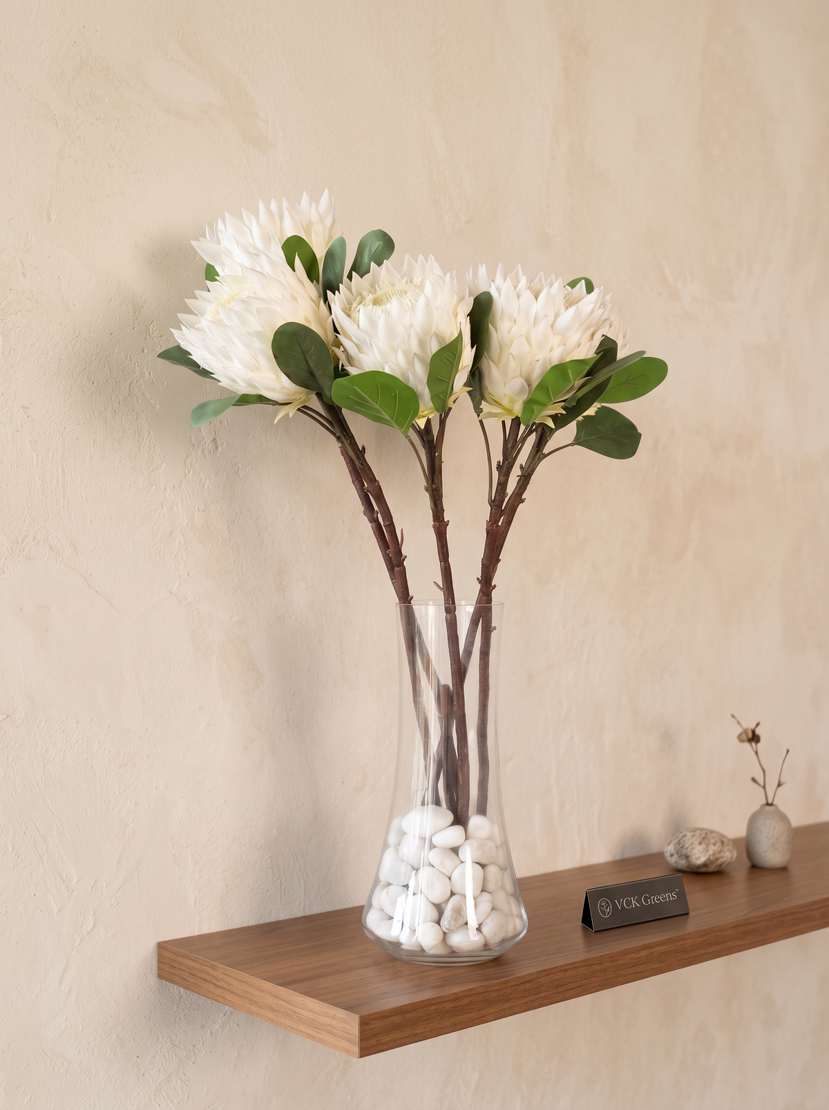 Artificial White Protea Flower Stem 70cm
