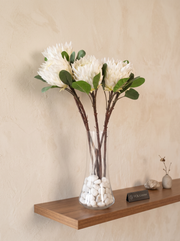 Artificial White Protea Flower Stem 70cm