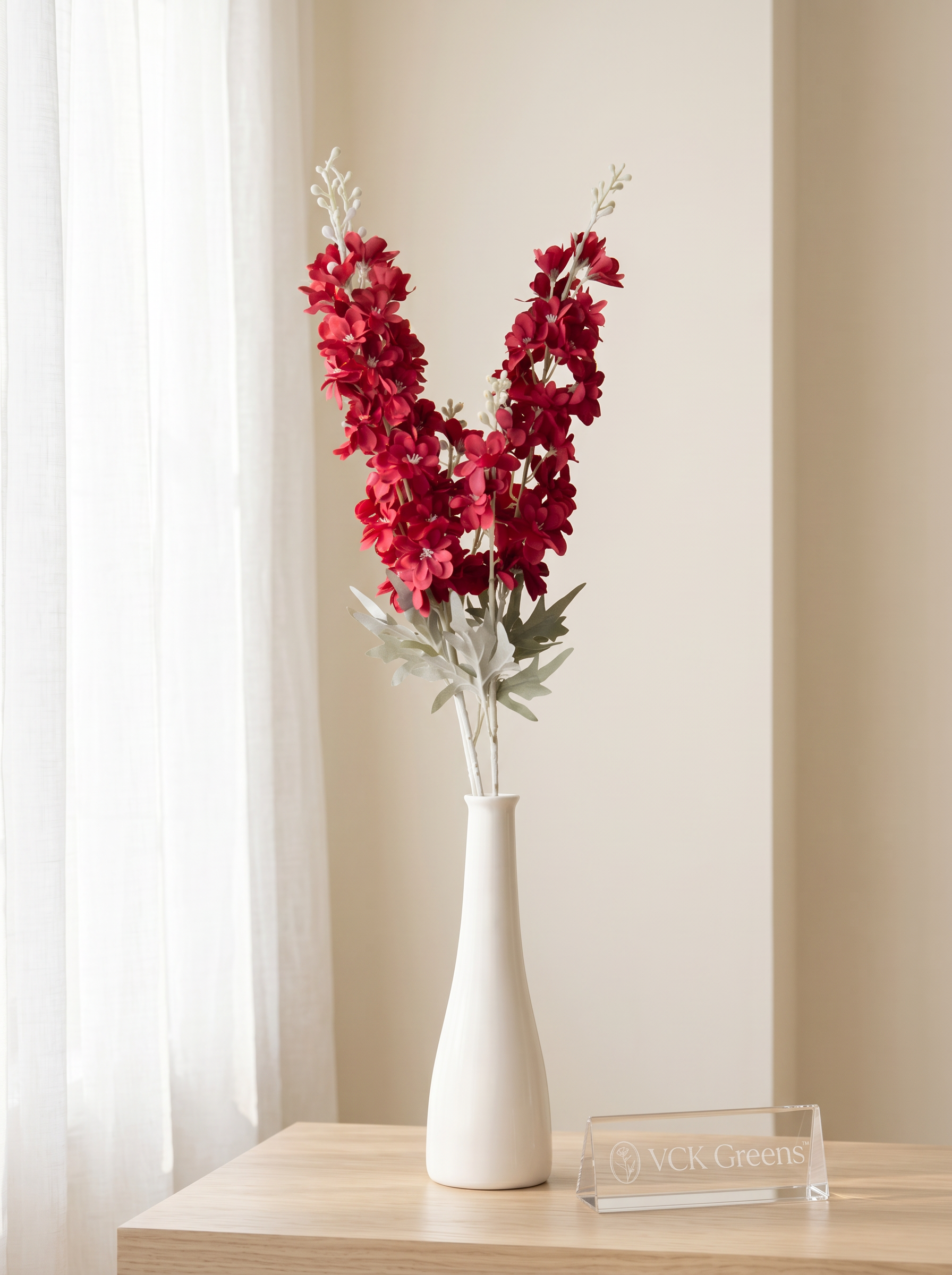 Artificial Red Delphinium Flower Stem