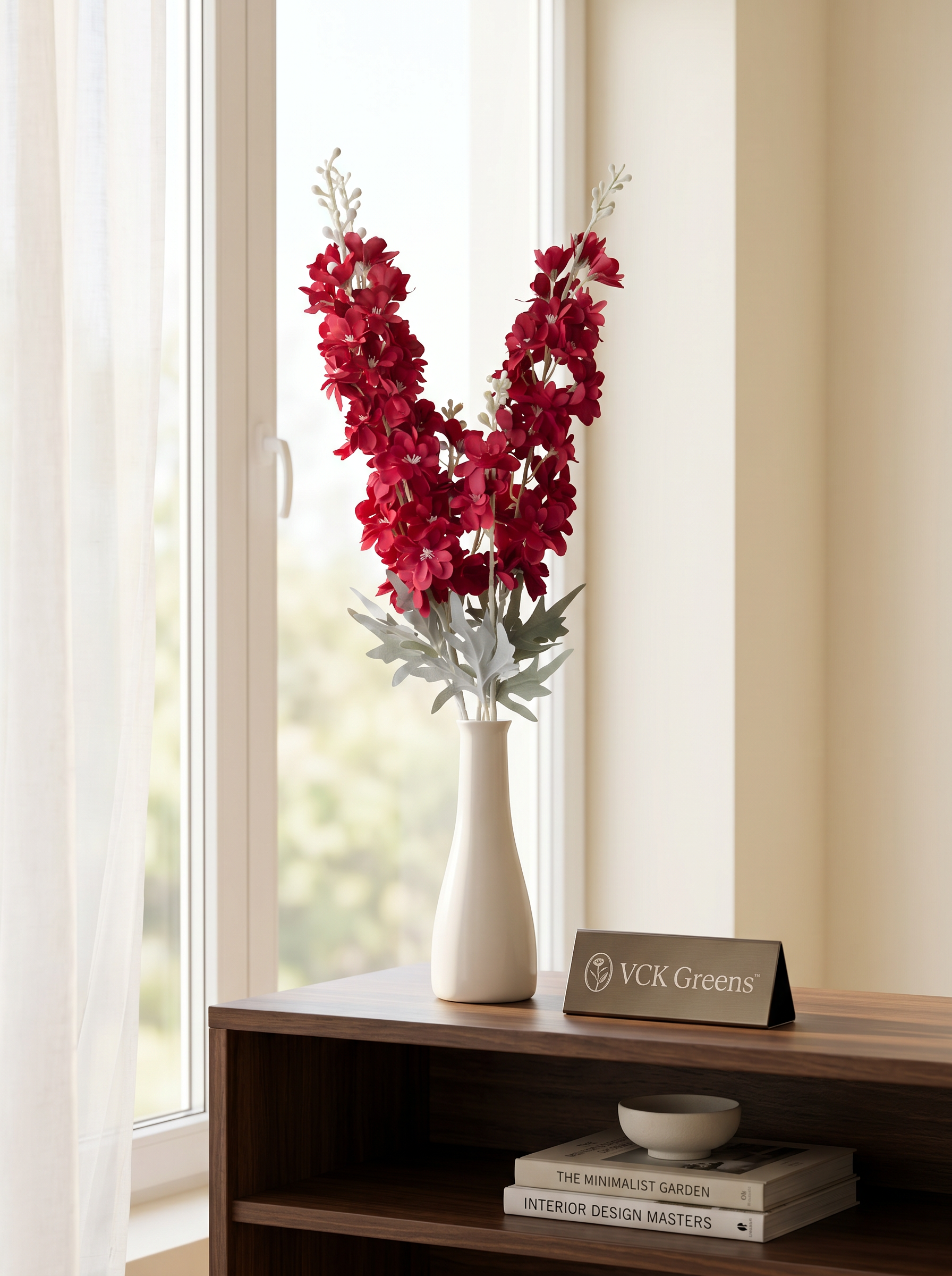 Artificial Red Delphinium Flower Stem