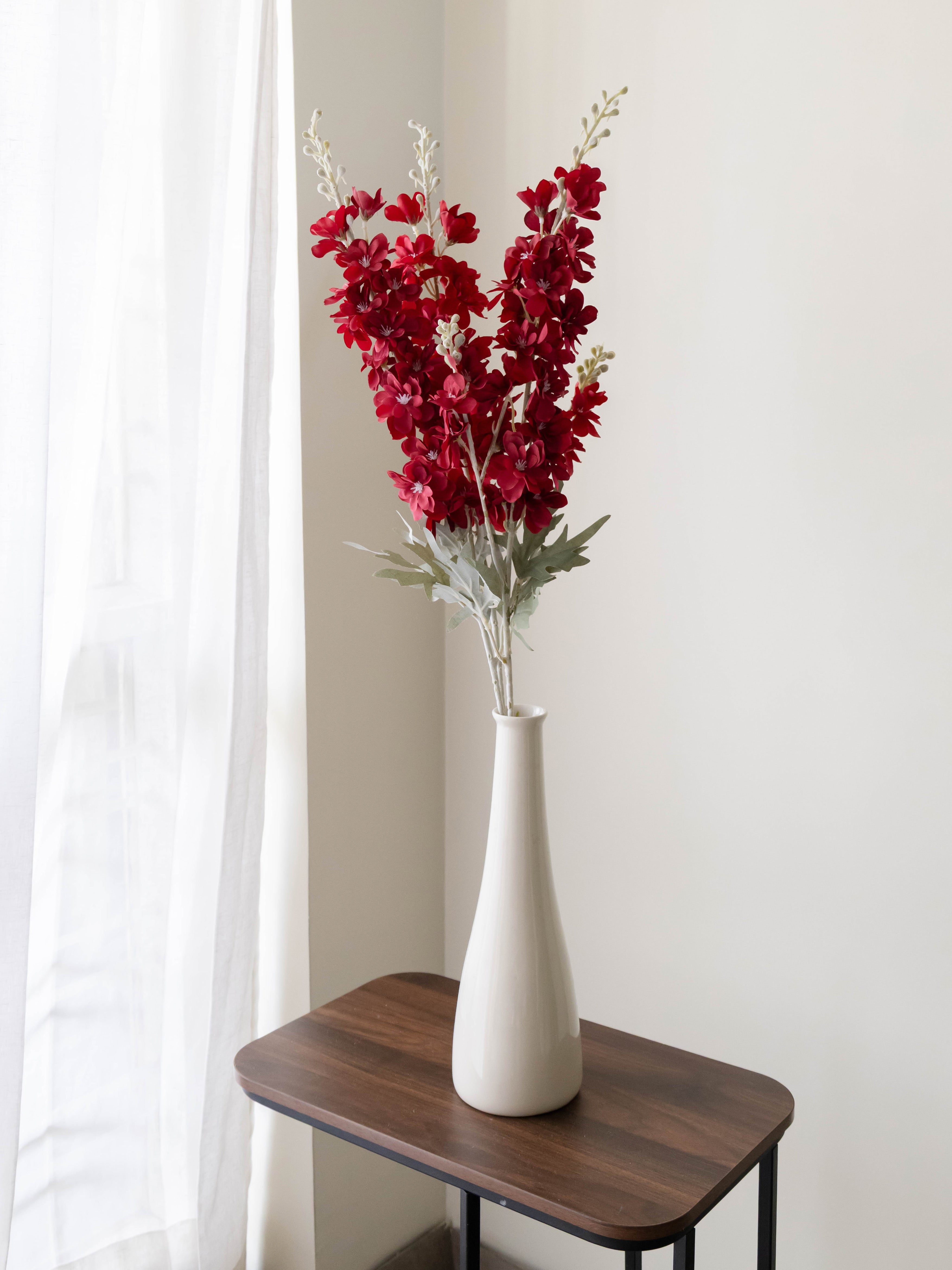 Artificial Red Delphinium Flower Stem