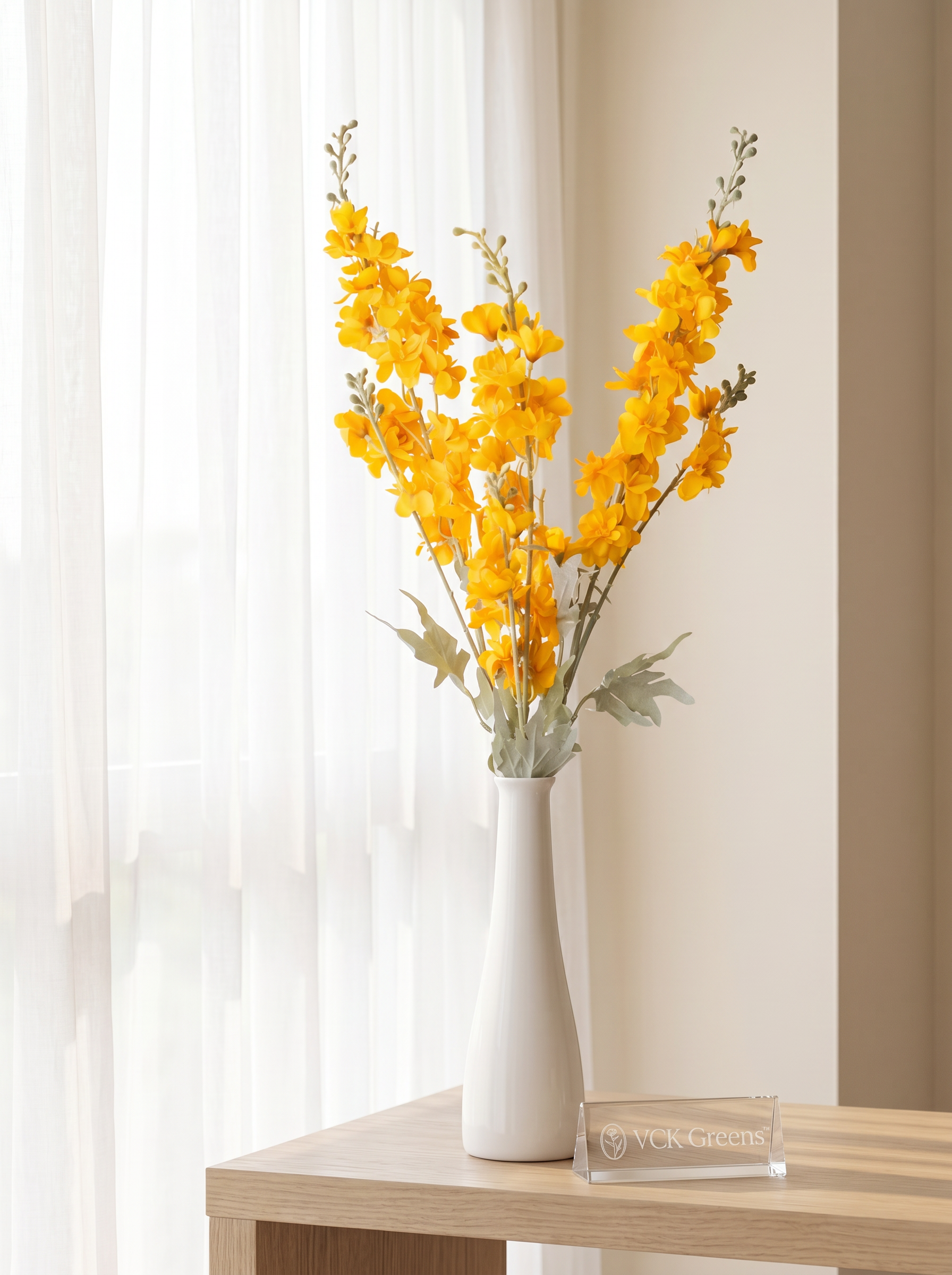 Artificial Orange Delphinium Flower Stem