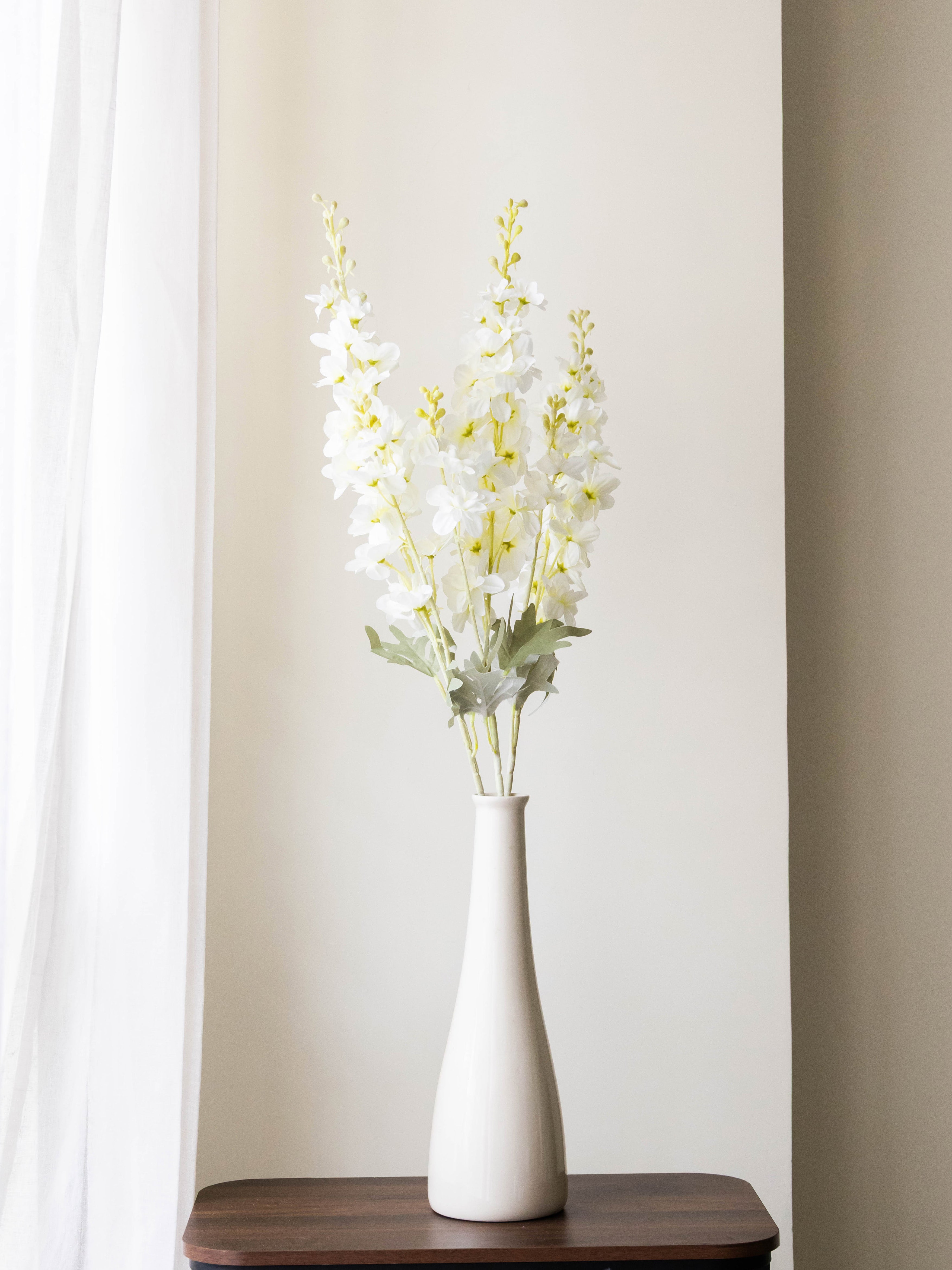 Artificial White Delphinium Flower Stem