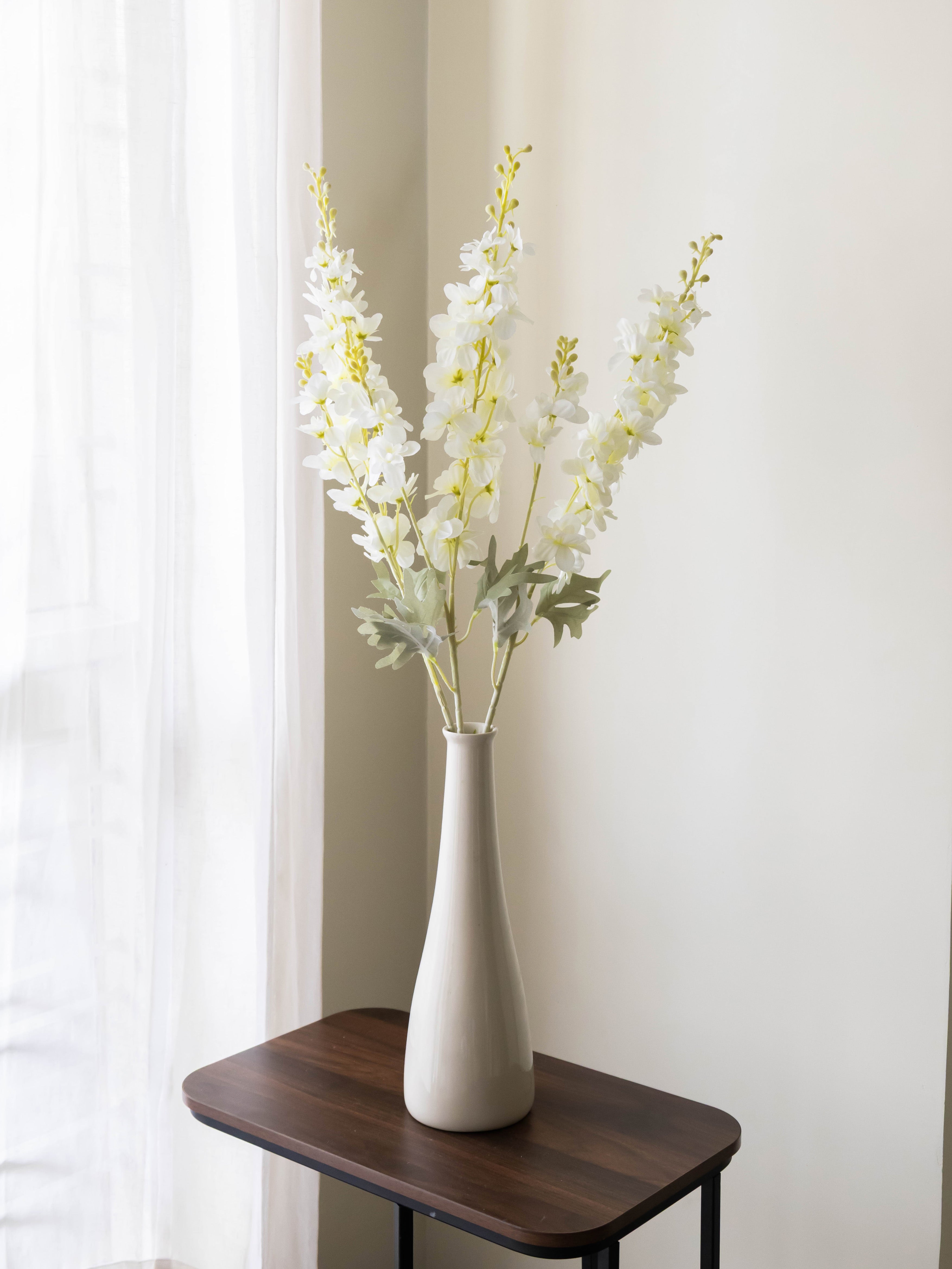 Artificial White Delphinium Flower Stem