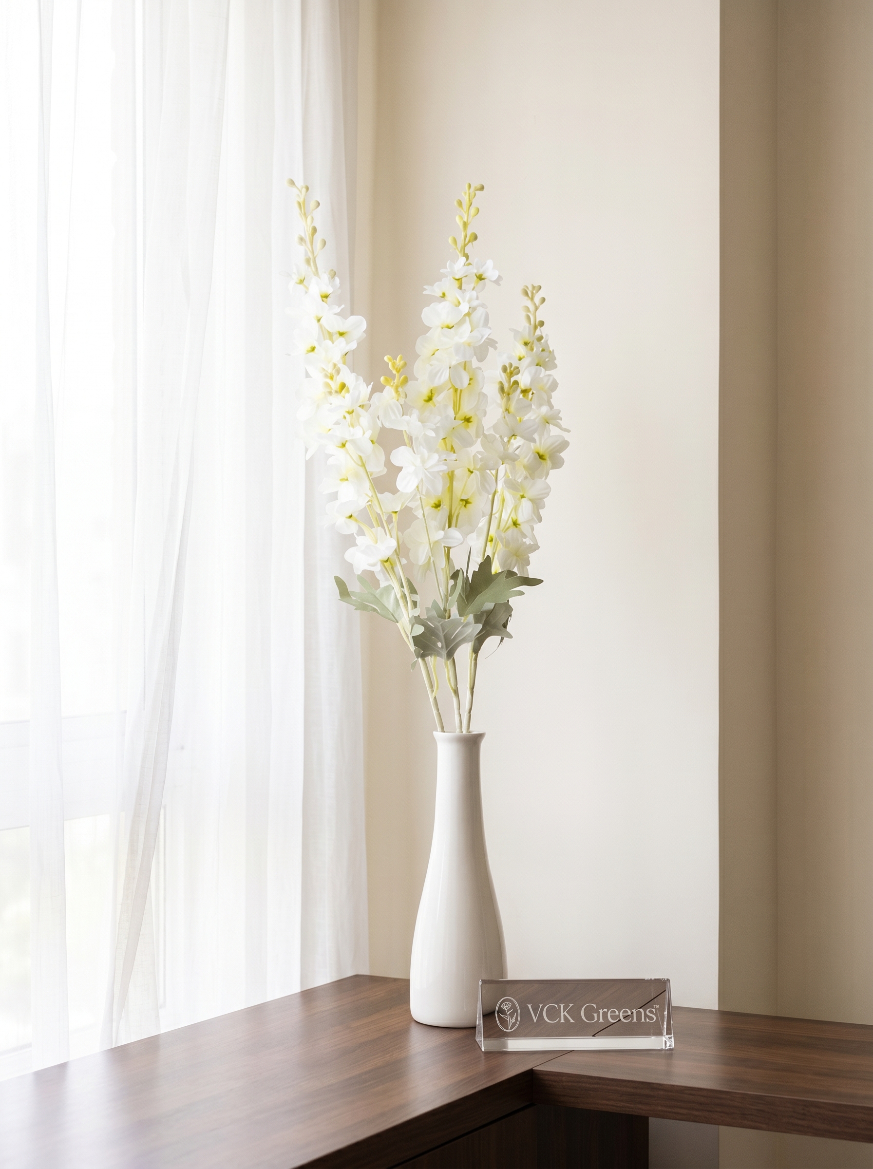 Artificial White Delphinium Flower Stem