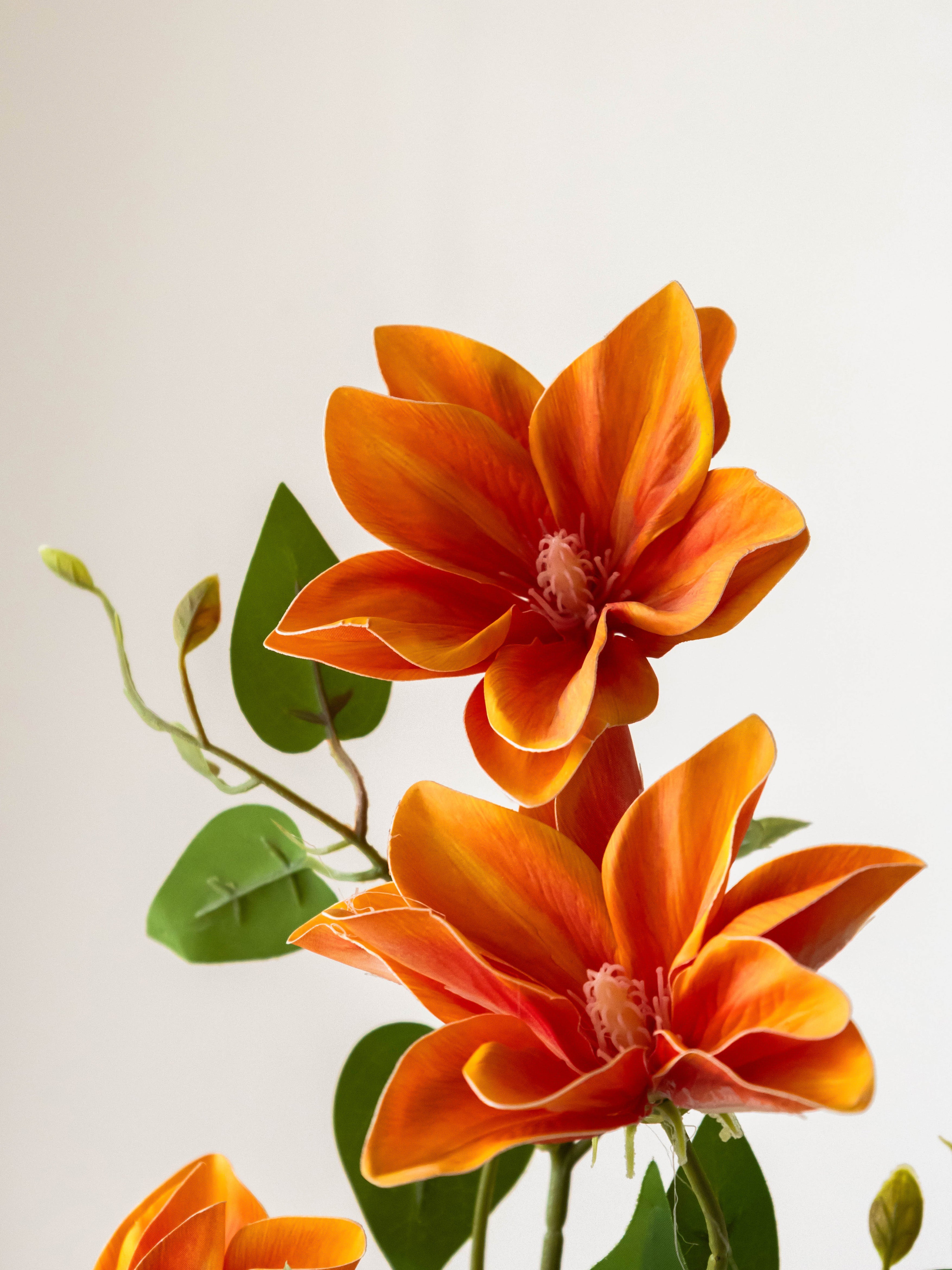Artificial Orange Magnolia Stem