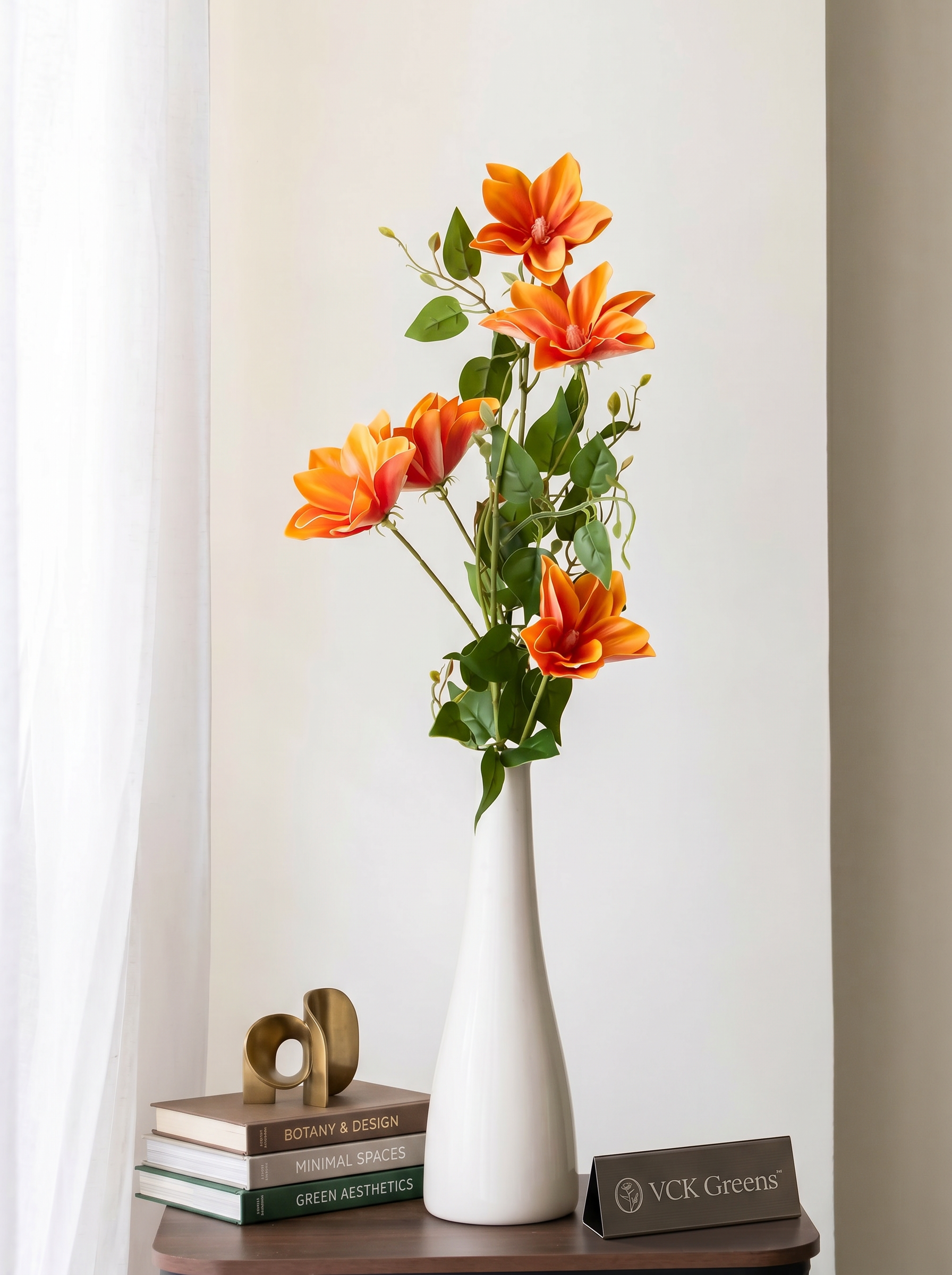 Artificial Orange Magnolia Stem