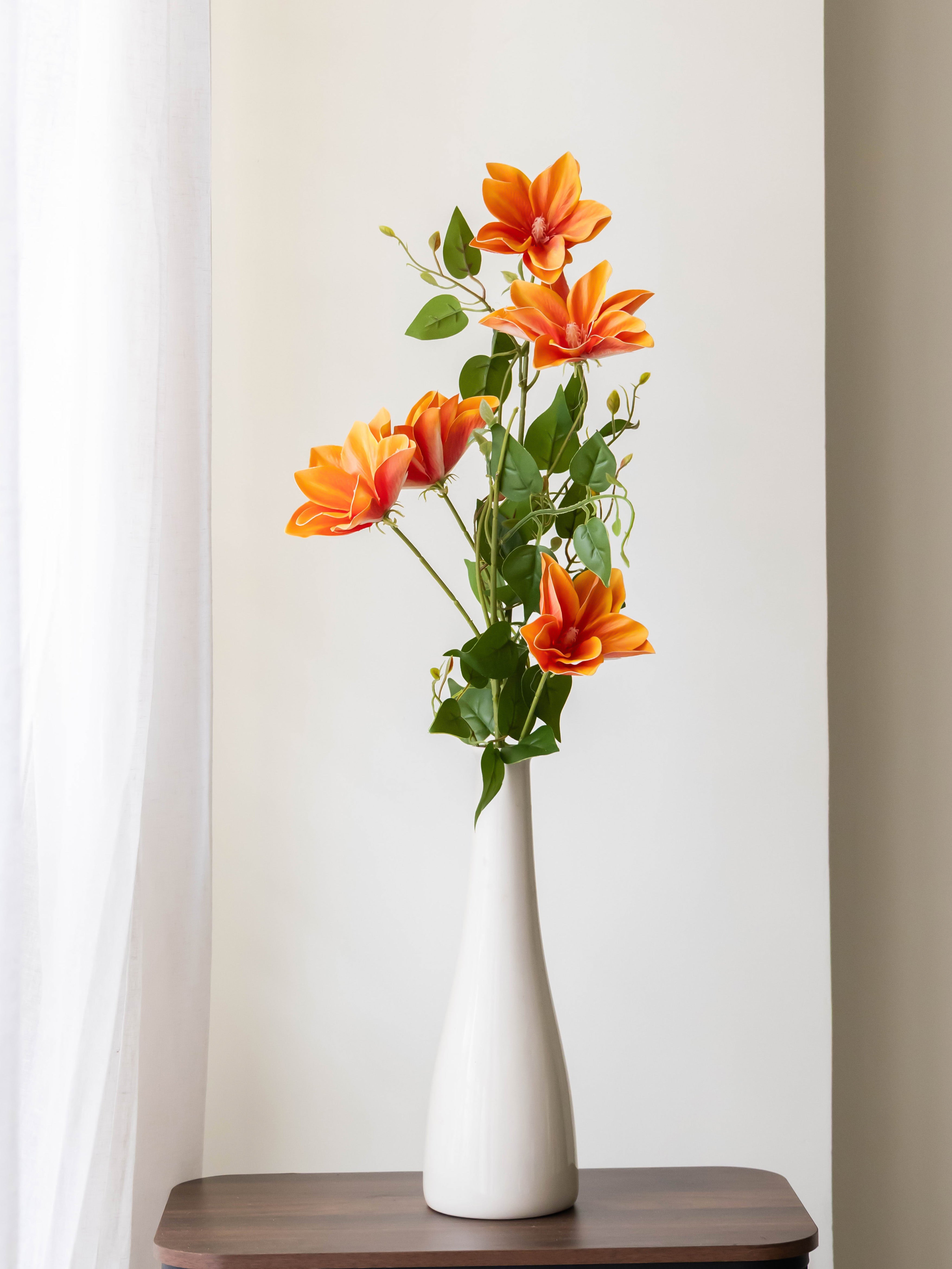 Artificial Orange Magnolia Stem
