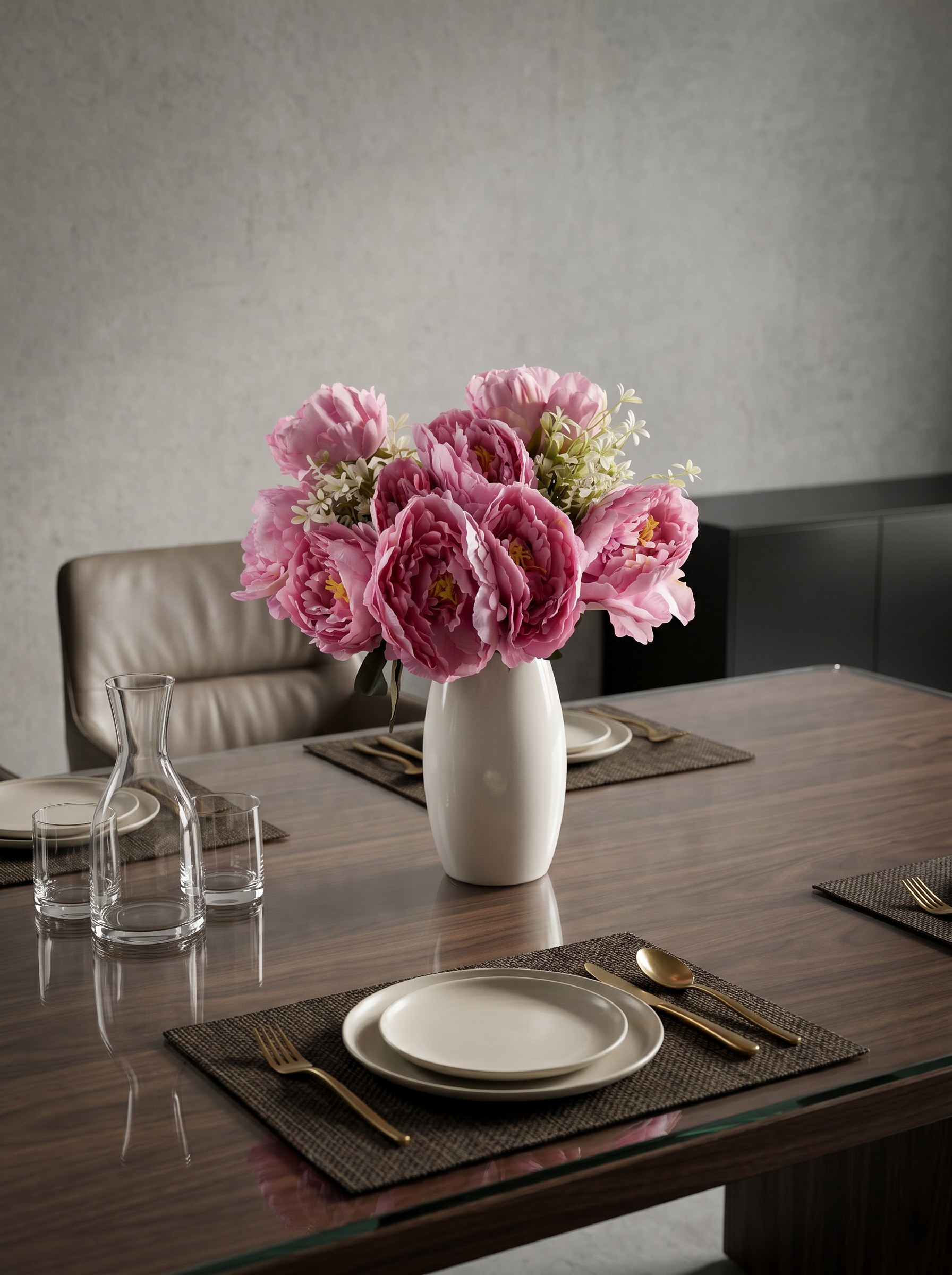 Artificial Peony Flower Bunch 45cm