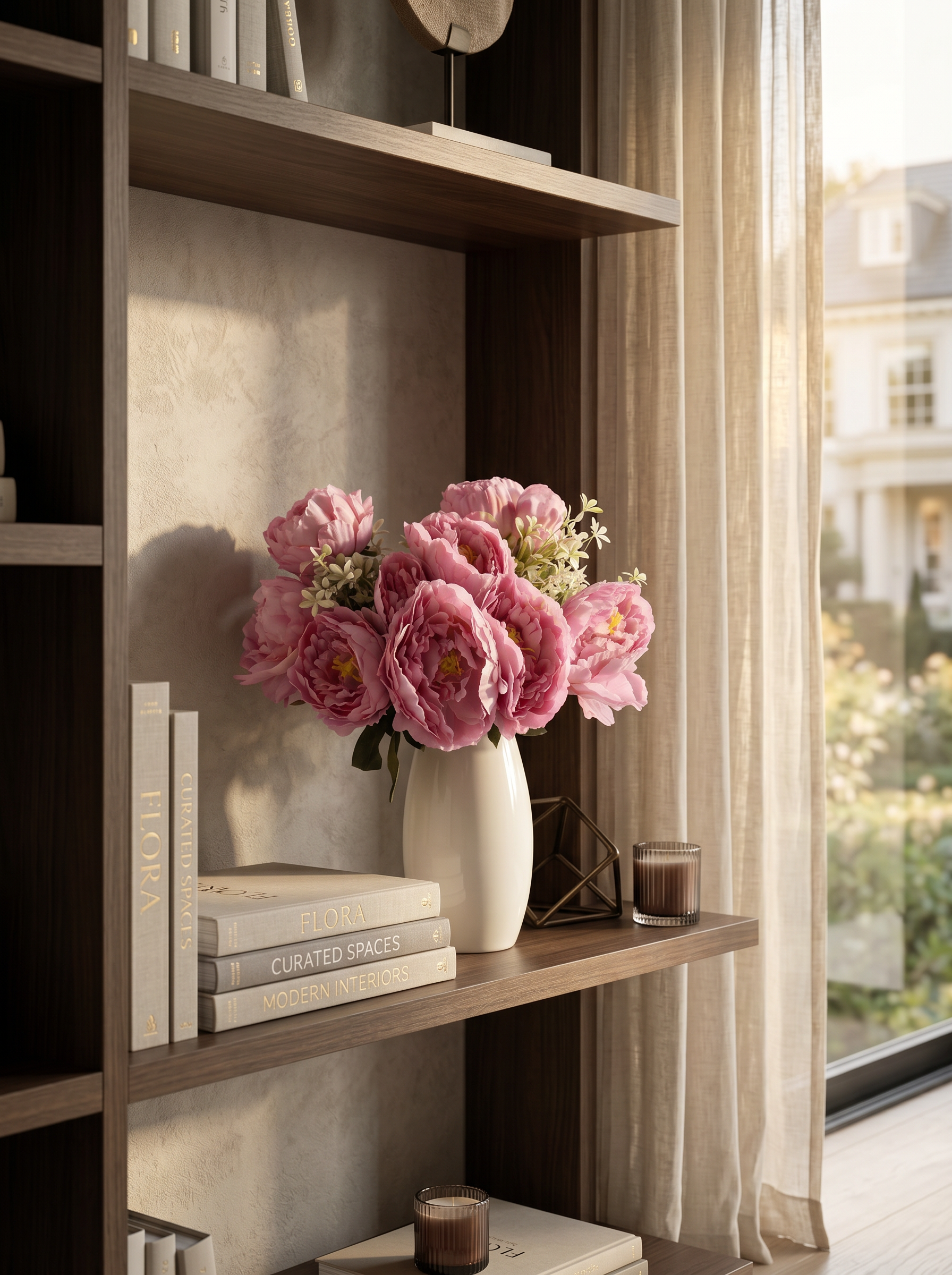 Artificial Peony Flower Bunch 45cm