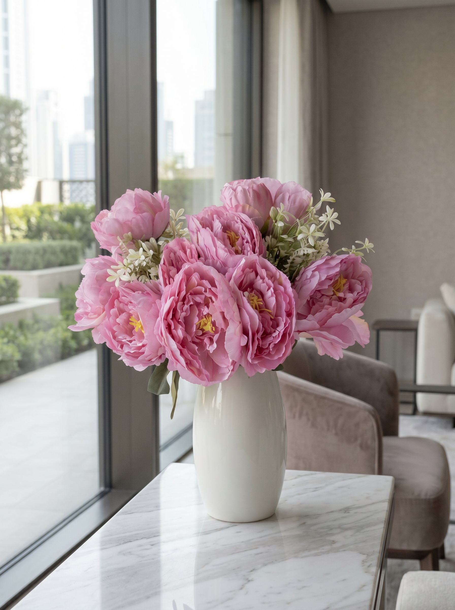 Artificial Peony Flower Bunch 45cm