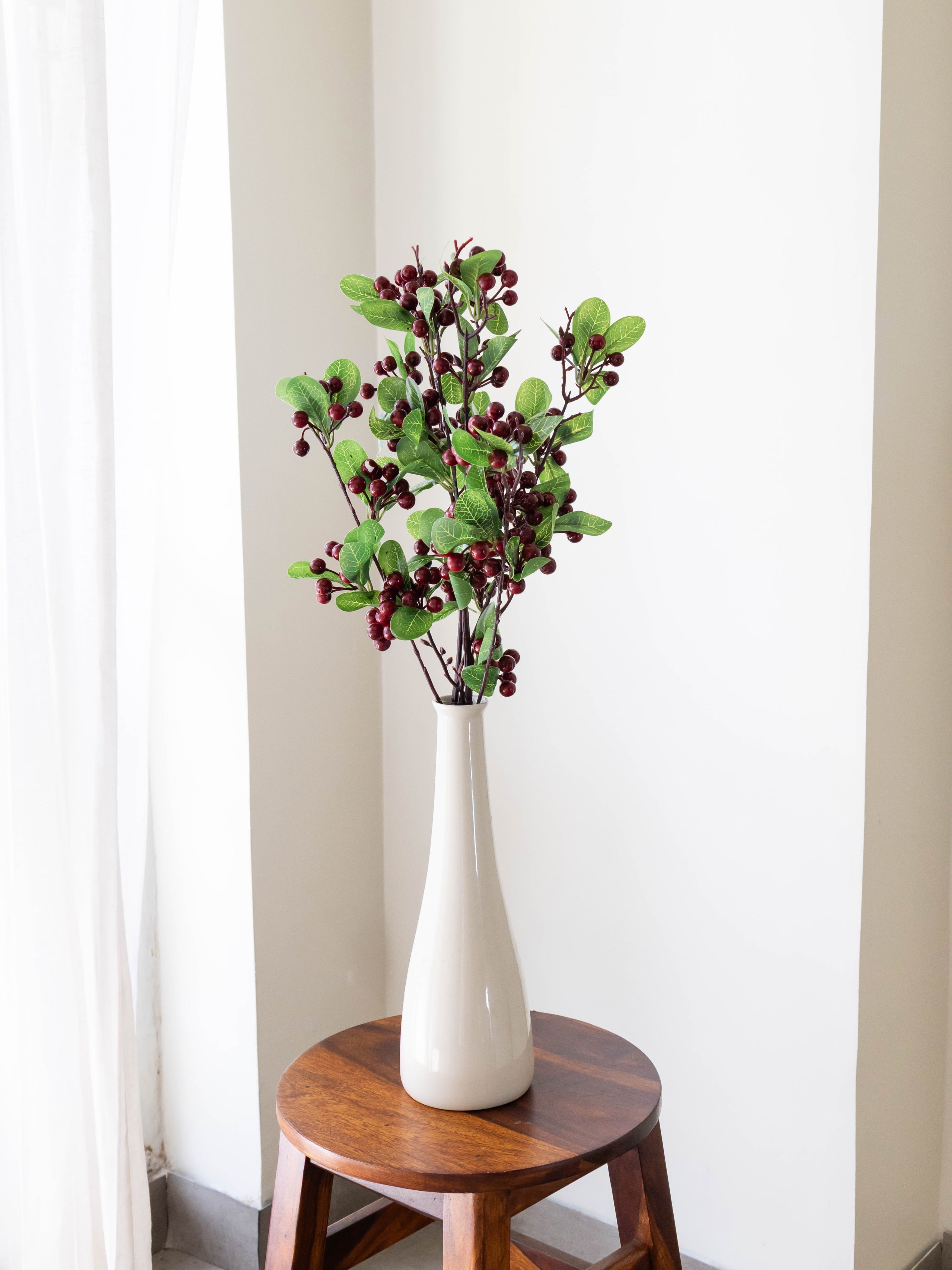 Artificial Crimson Berry Stem 84cm