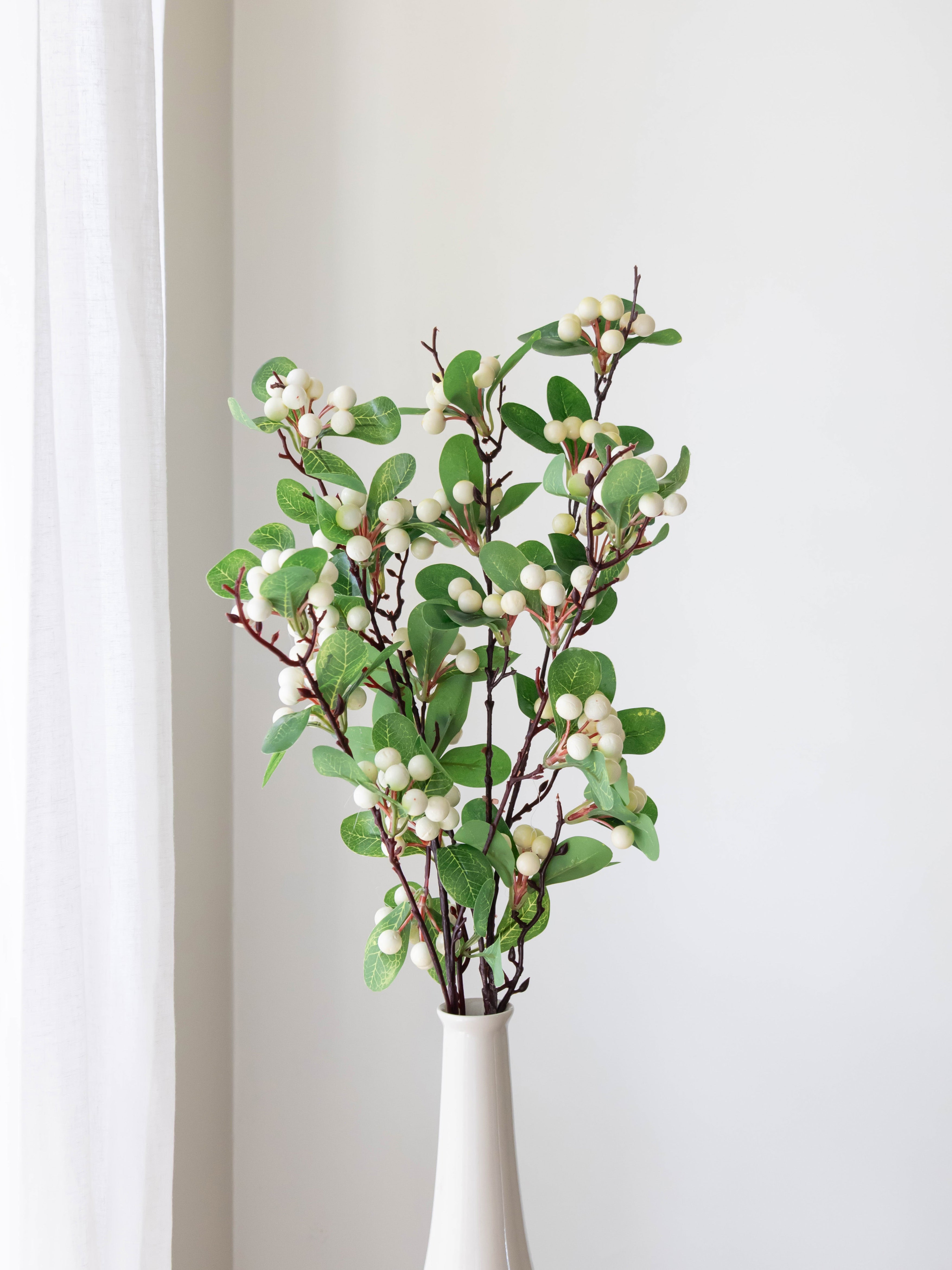 Artificial White Berry Stem 84cm
