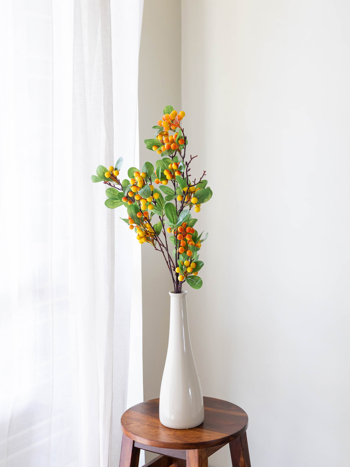 Artificial Orange Berry Stem 84cm