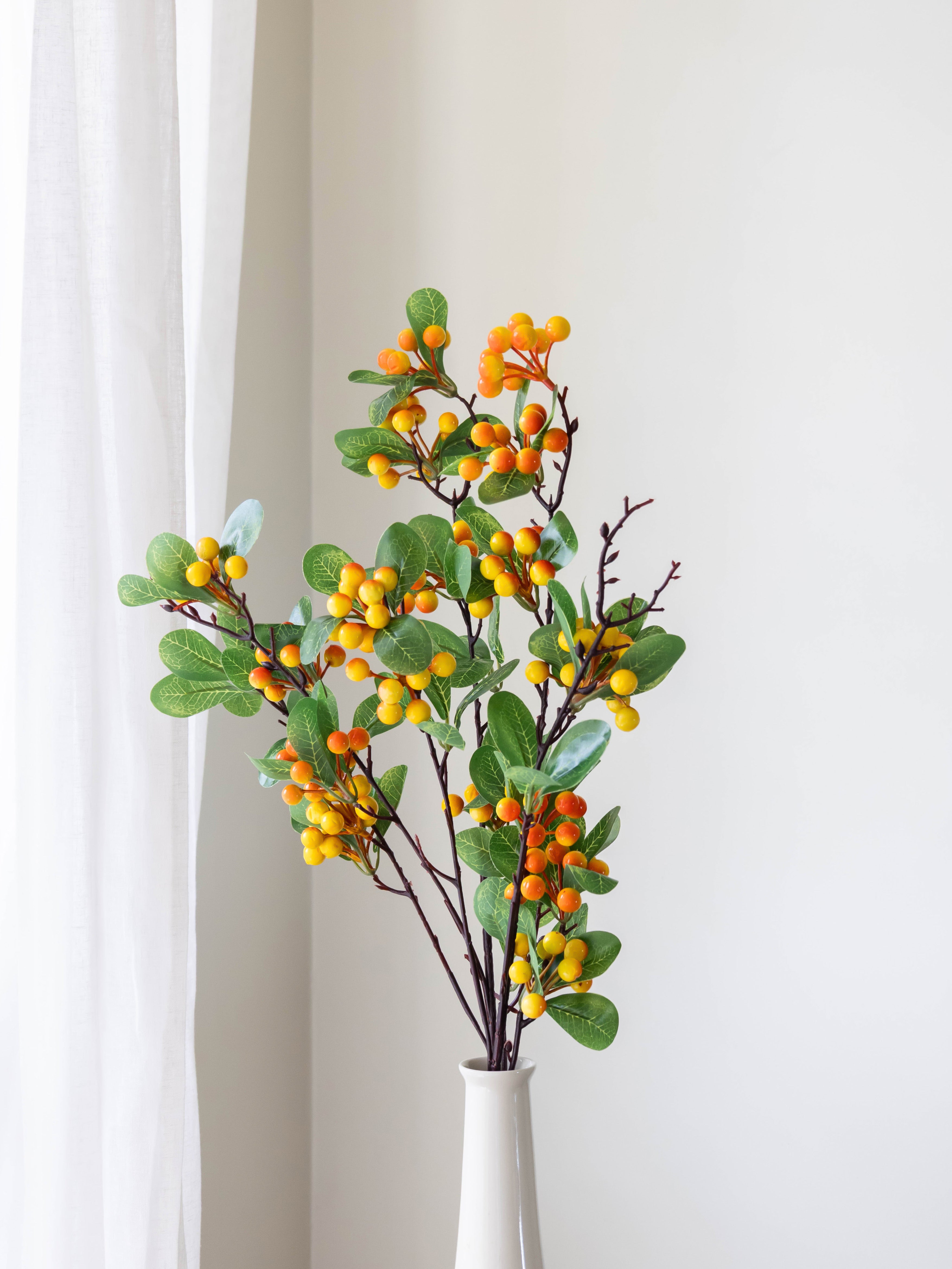 Artificial Orange Berry Stem 84cm