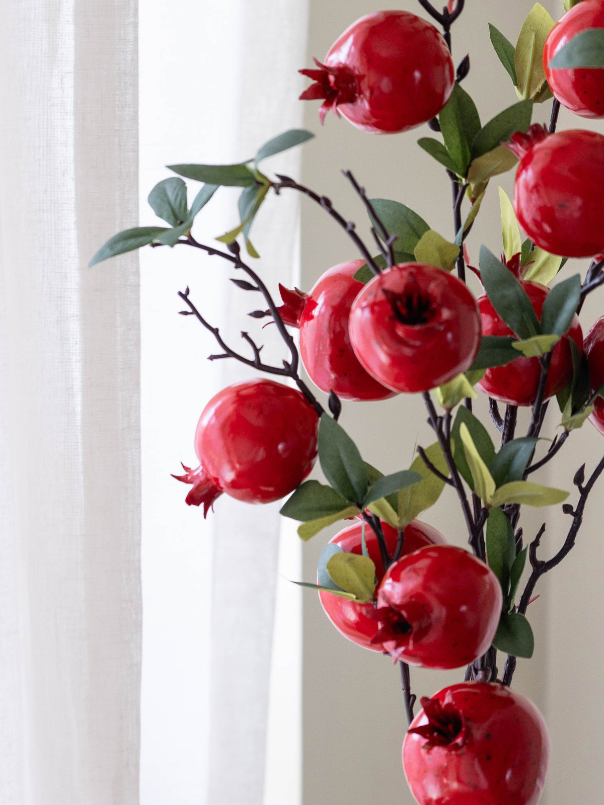 Artificial Red Pomegranate Stem 90cm