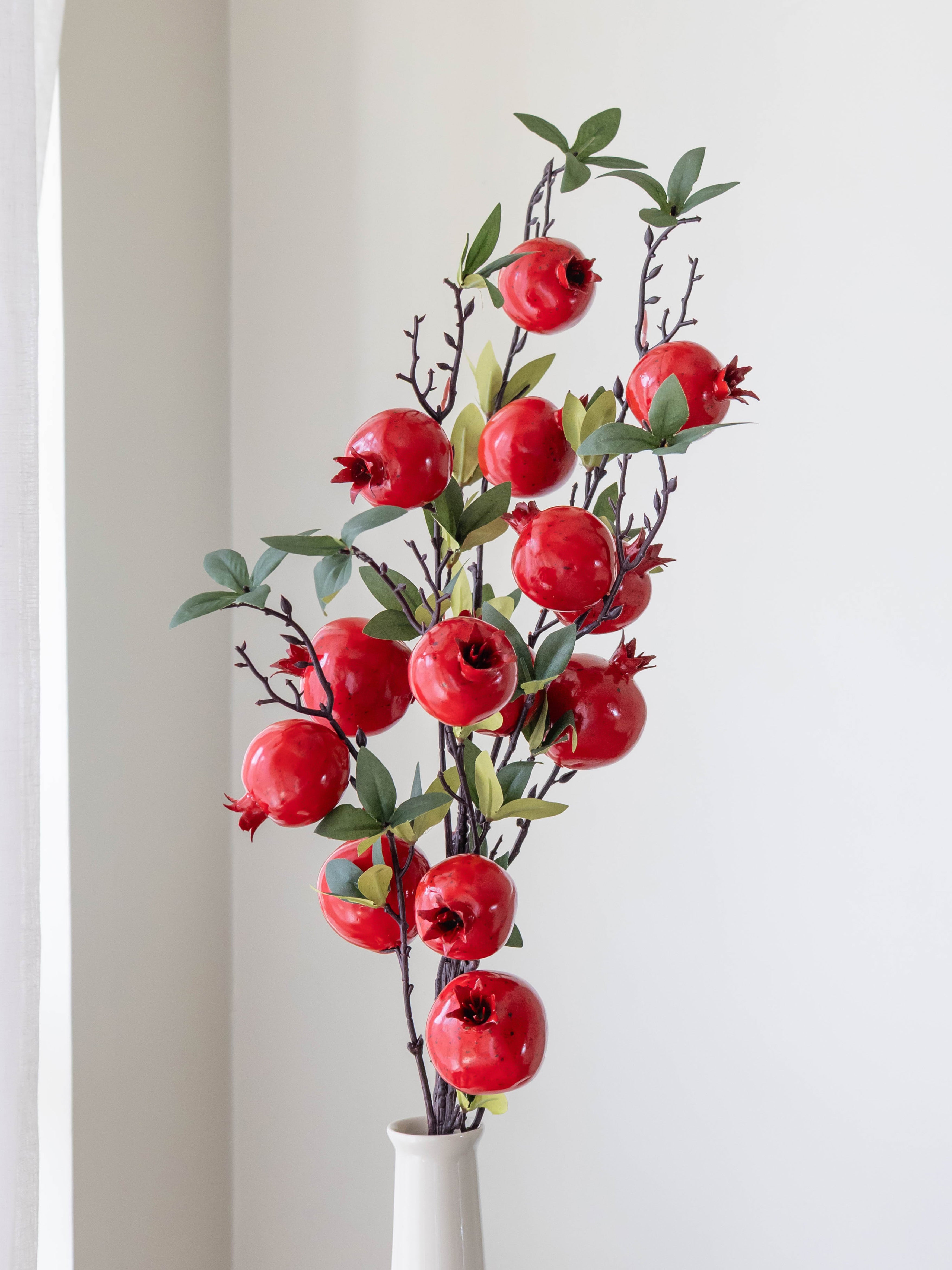 Artificial Red Pomegranate Stem 90cm