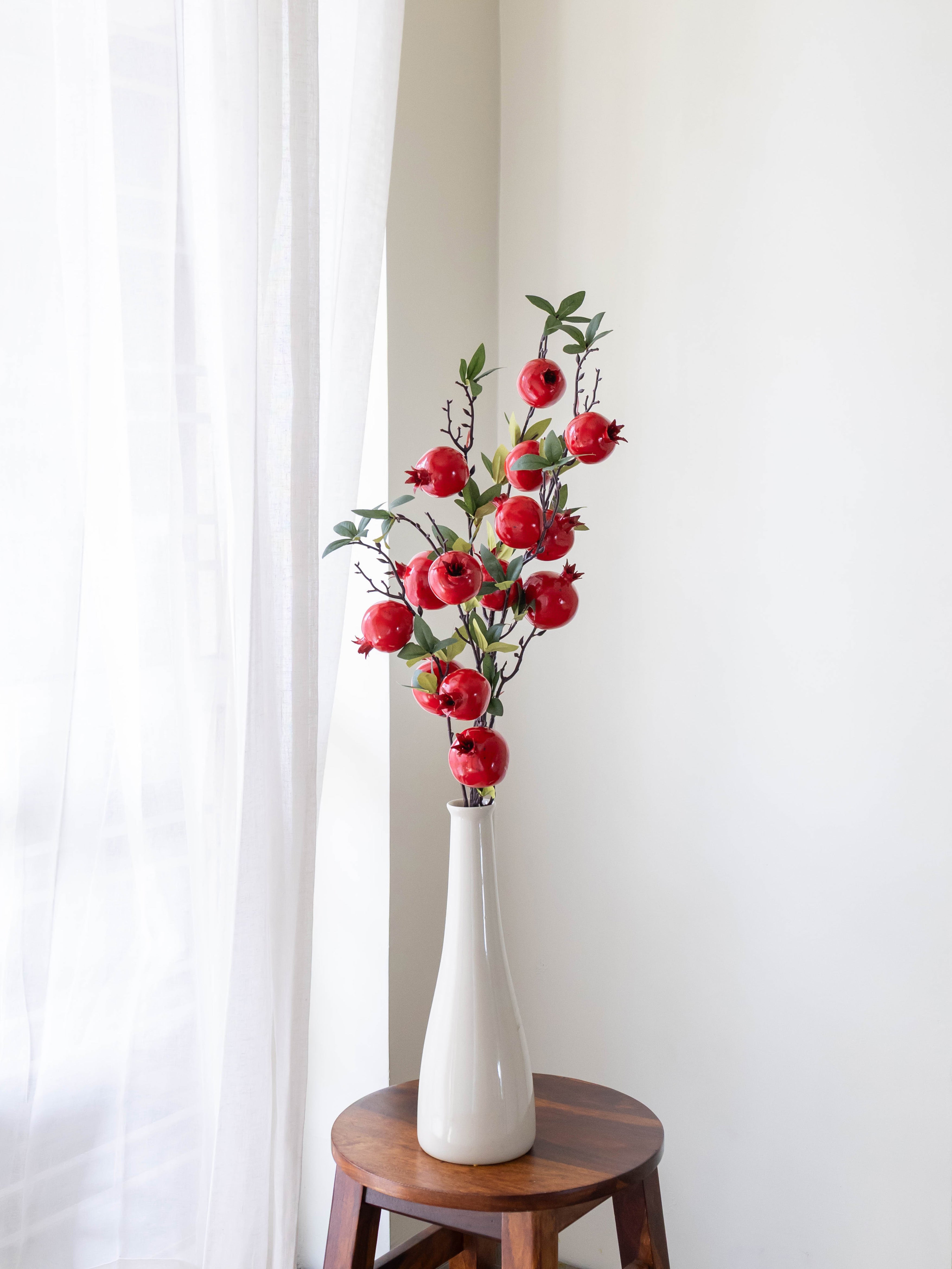 Artificial Red Pomegranate Stem 90cm