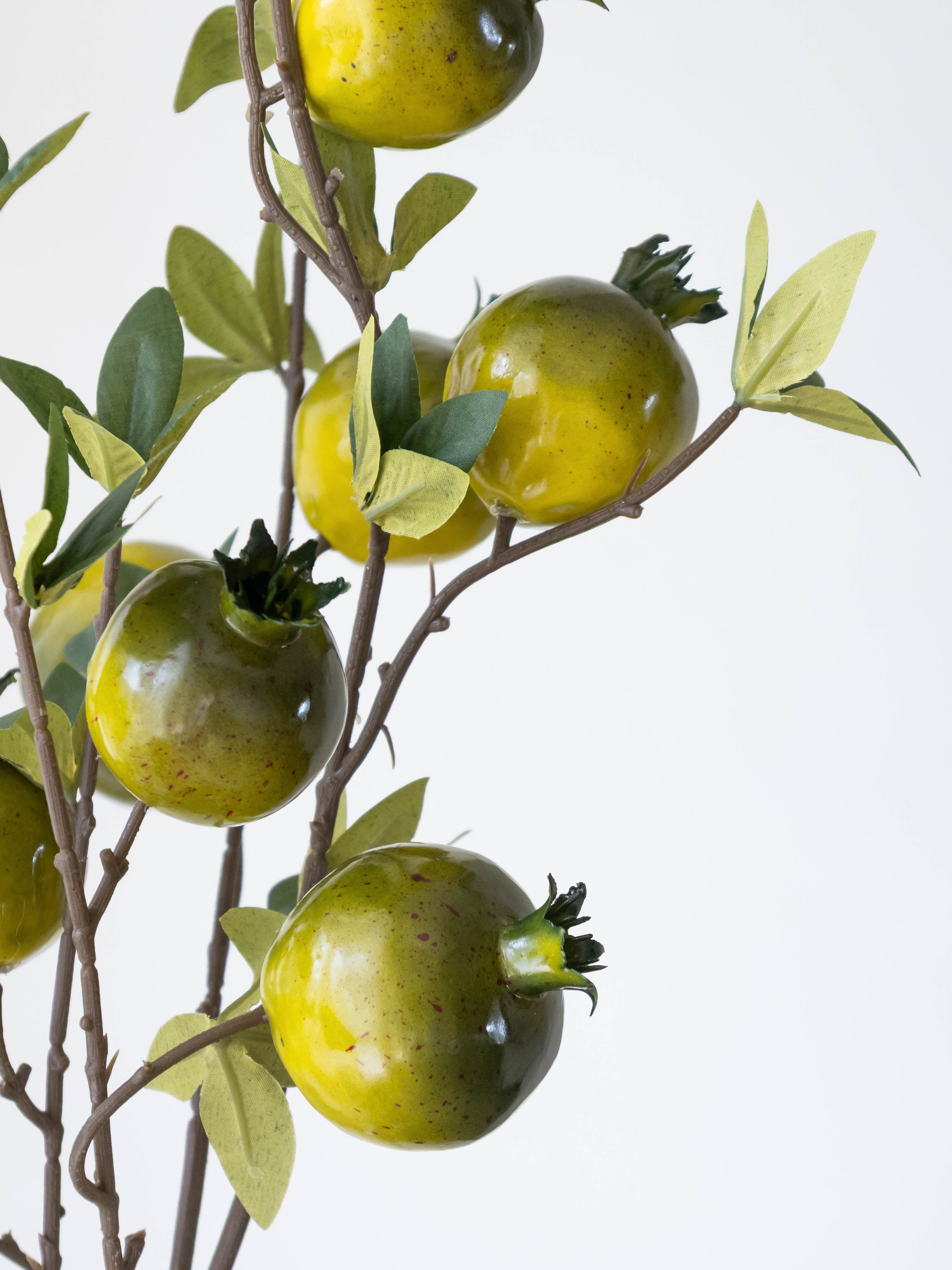 Artificial Green Pomegranate Stem 90cm