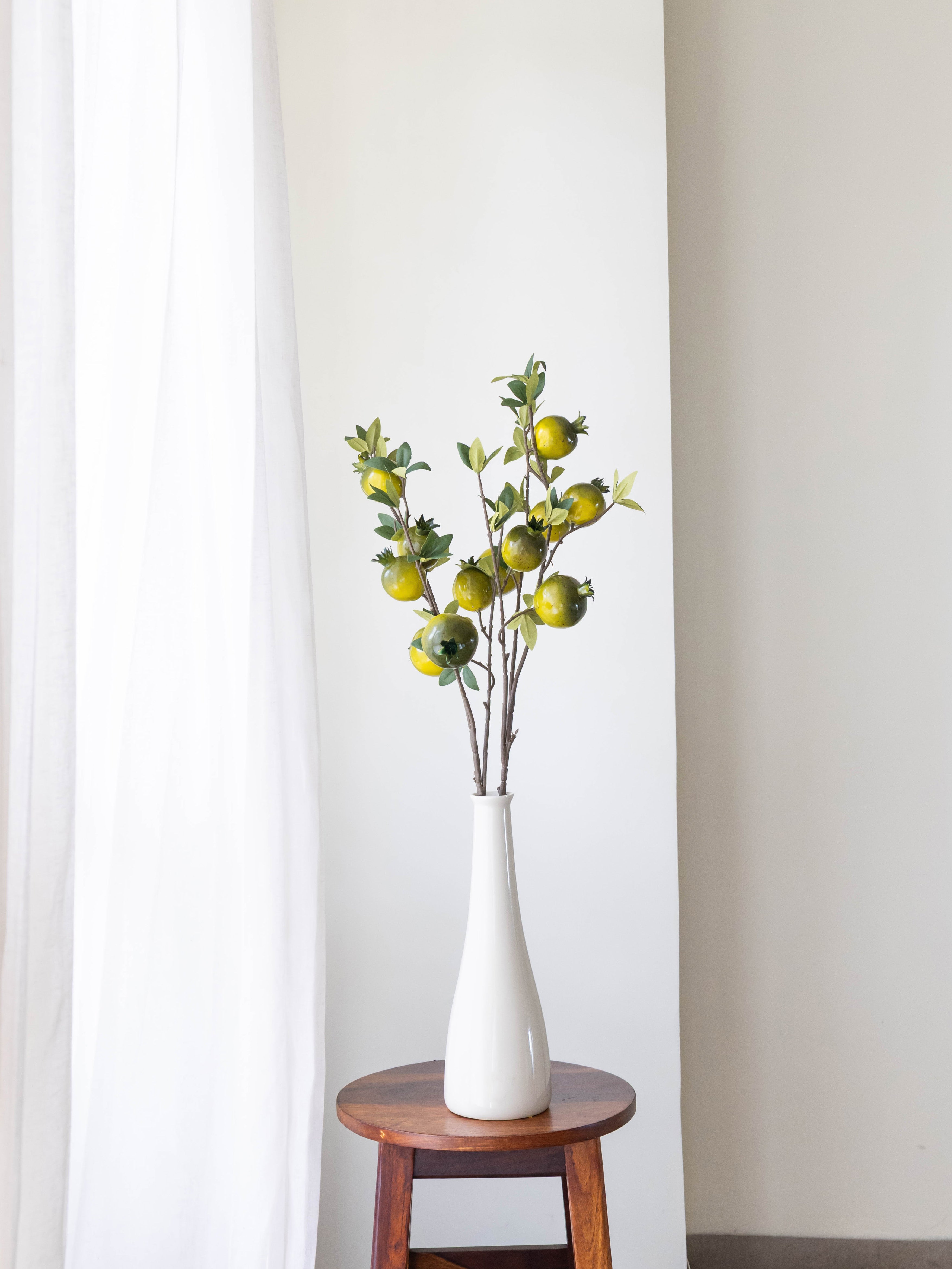 Artificial Green Pomegranate Stem 90cm