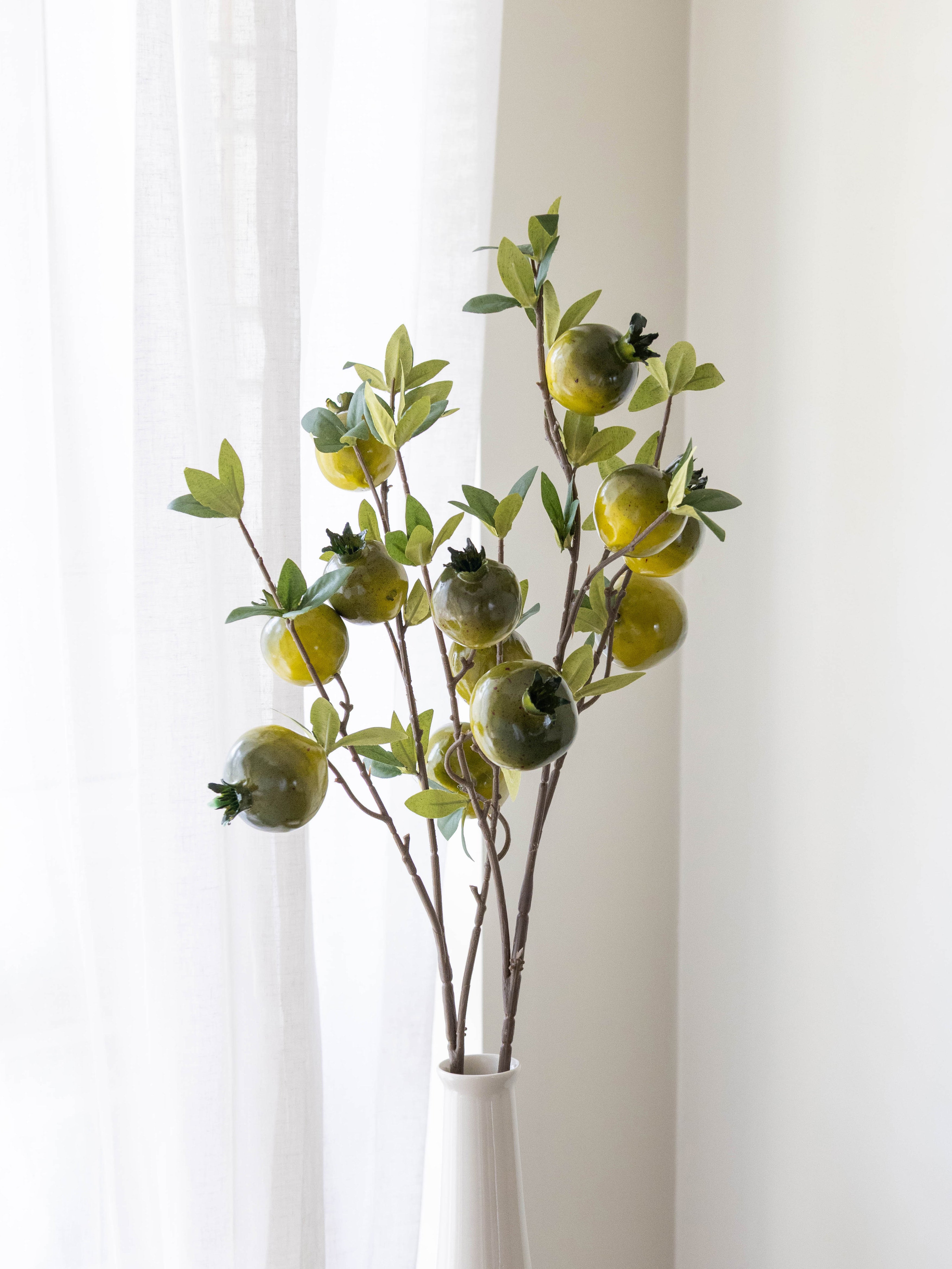 Artificial Green Pomegranate Stem 90cm