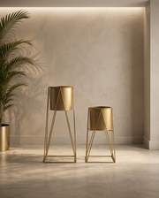 Aurum Gold Metal Planter with Stand