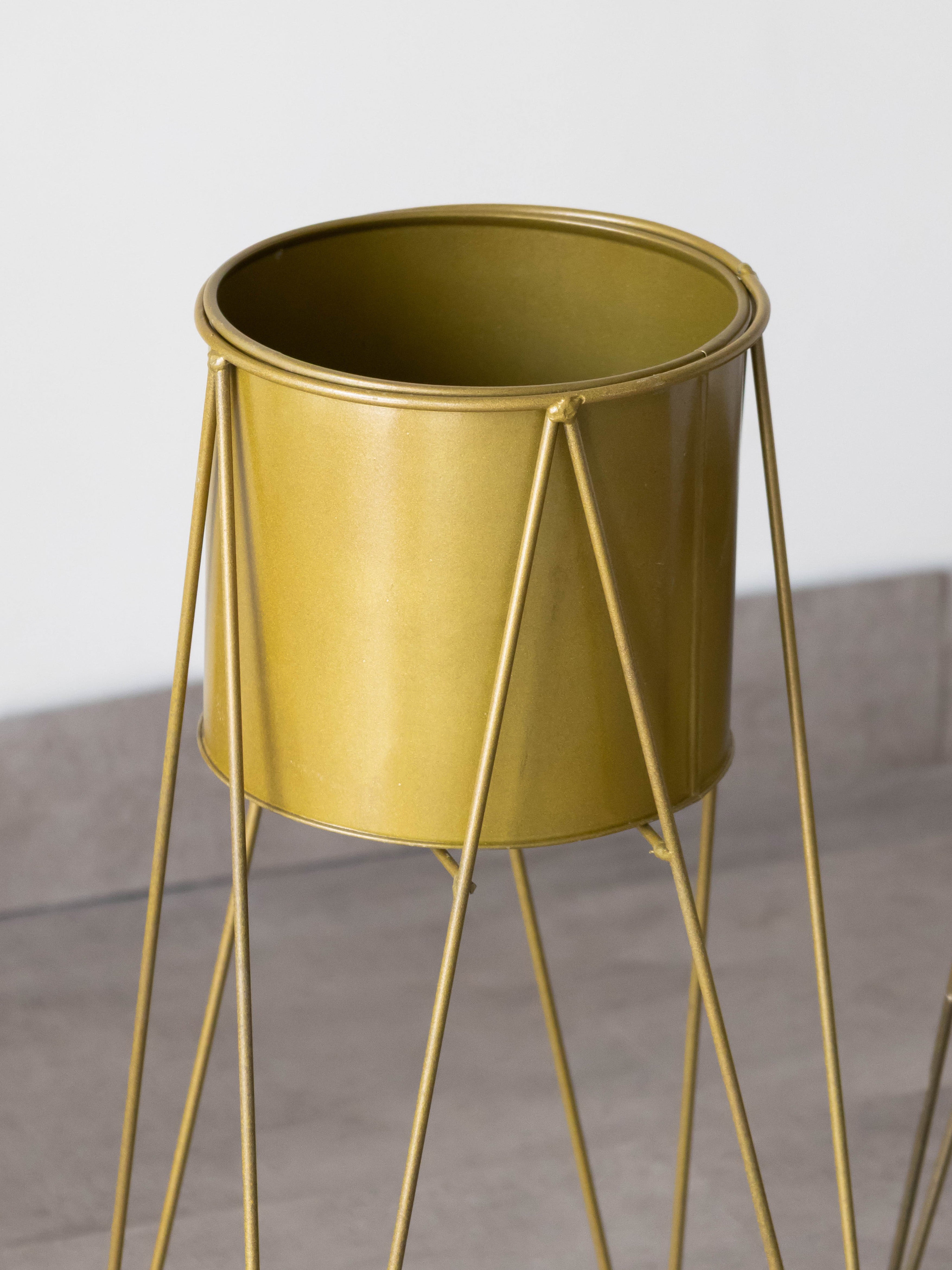 Aurum Gold Metal Planter with Stand