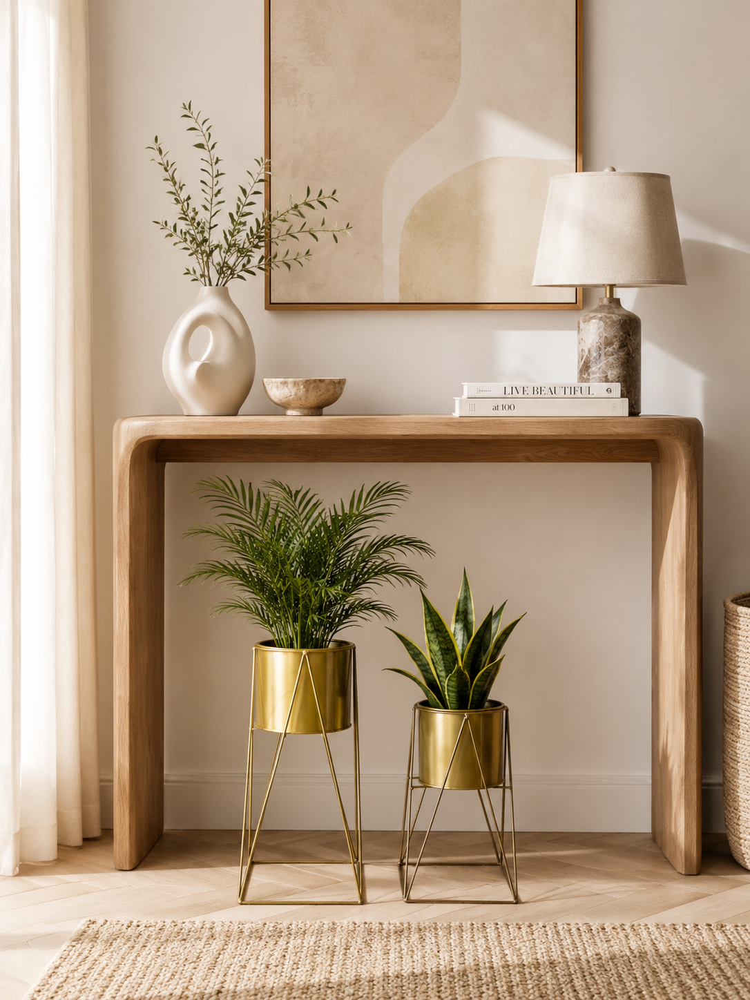 Aurum Gold Metal Planter with Stand