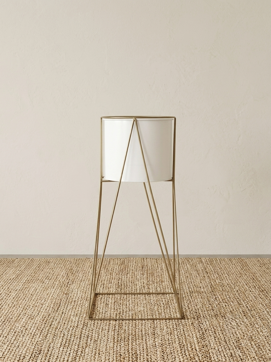Aurum White Metal Planter with Stand