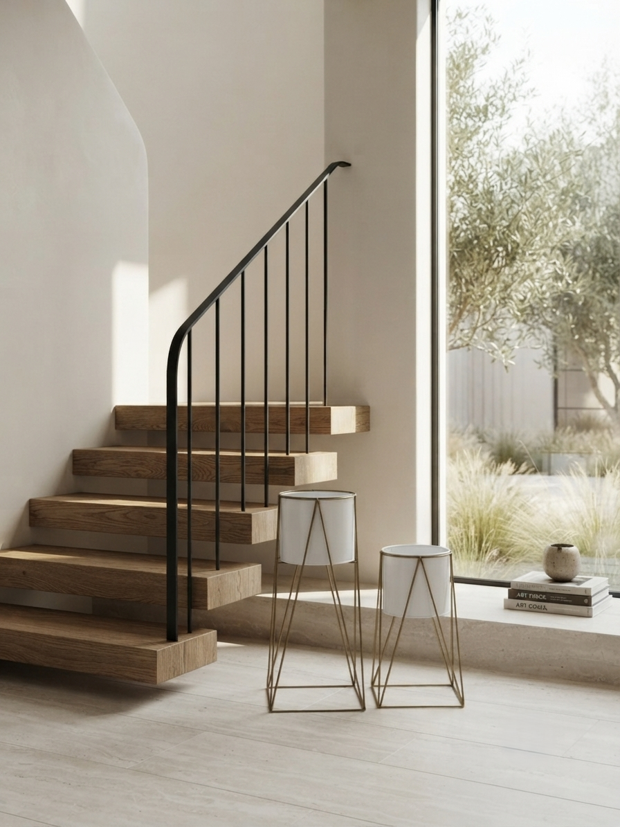 Aurum White Metal Planter with Stand