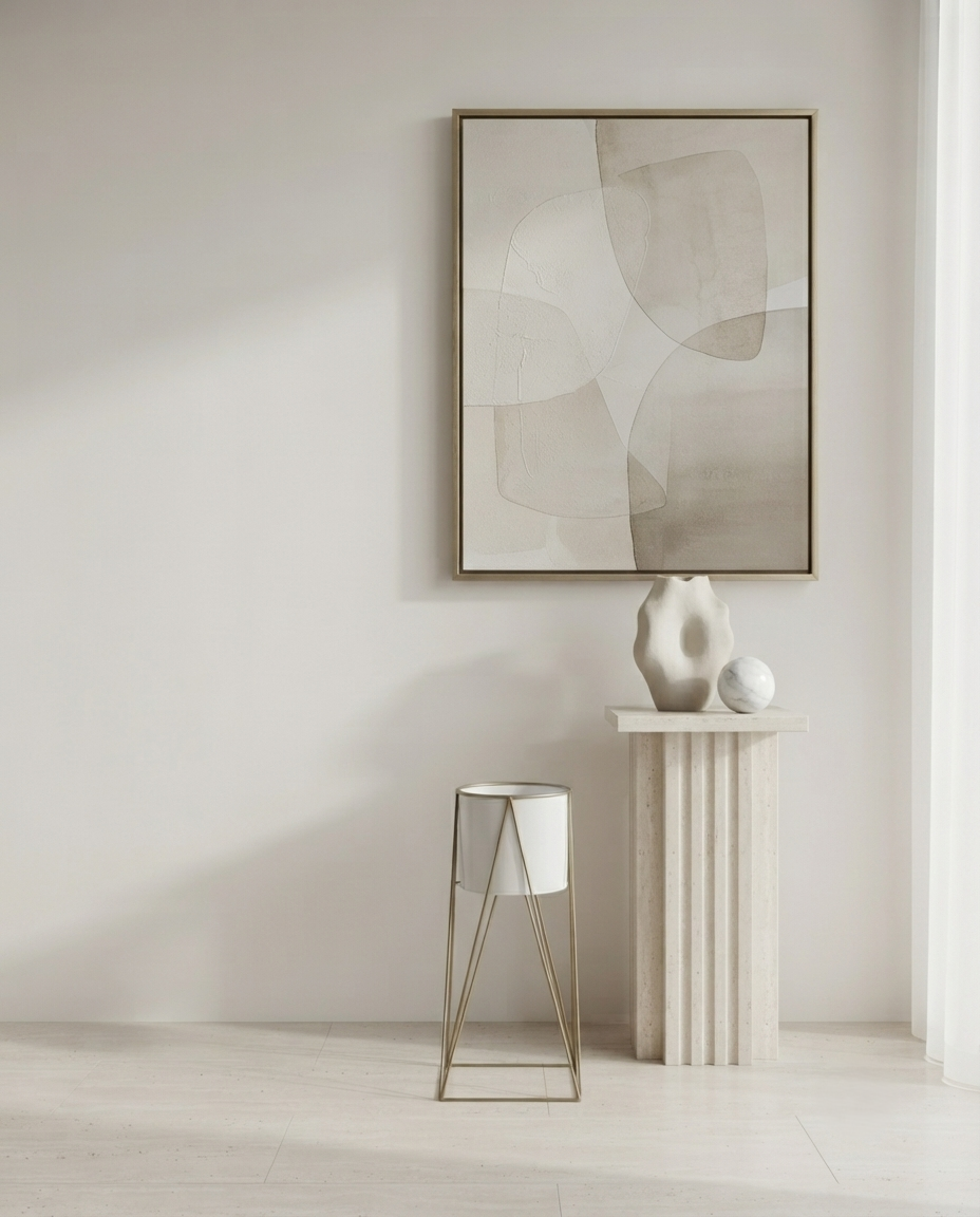 Aurum White Metal Planter with Stand